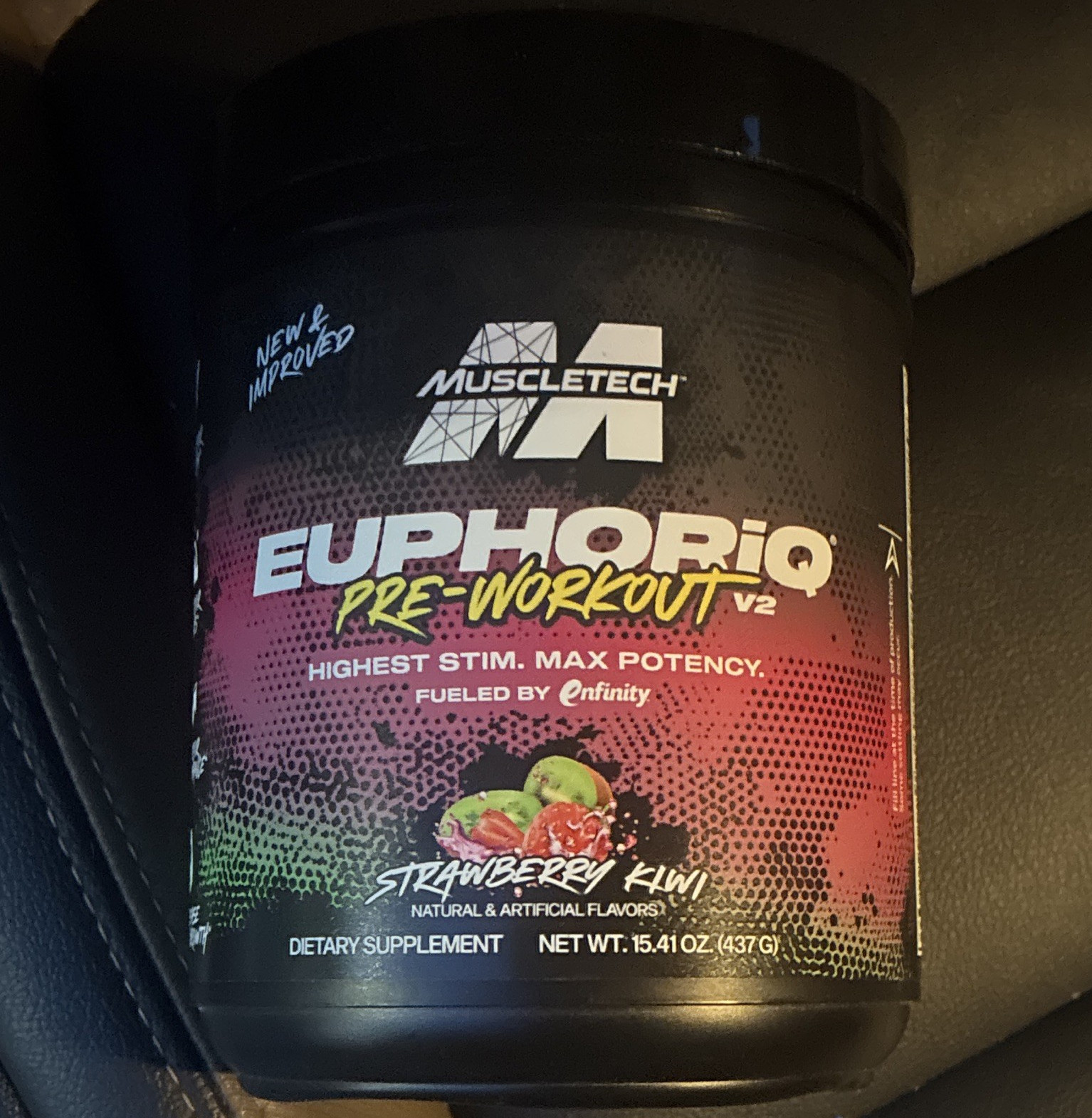 MuscleTech EuphoriQ Pre-Workout V2 Powder Strawberry Kiwi exp 09/26