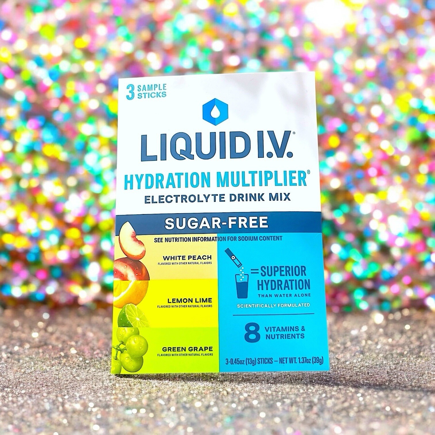 LIQUID IV Hydration Multiplier Sugar-Free 3 count sample pack 0.45 OZ EACH NIP