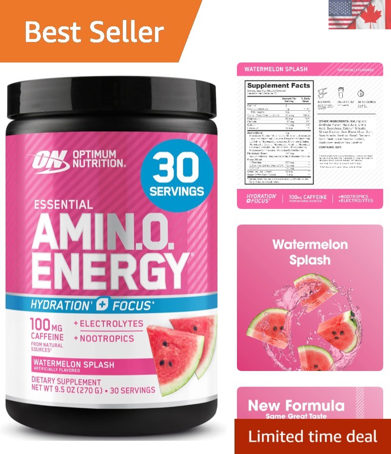 Sugar-Free Amino Energy Drink Mix with Electrolytes – 30 Servings Watermelon