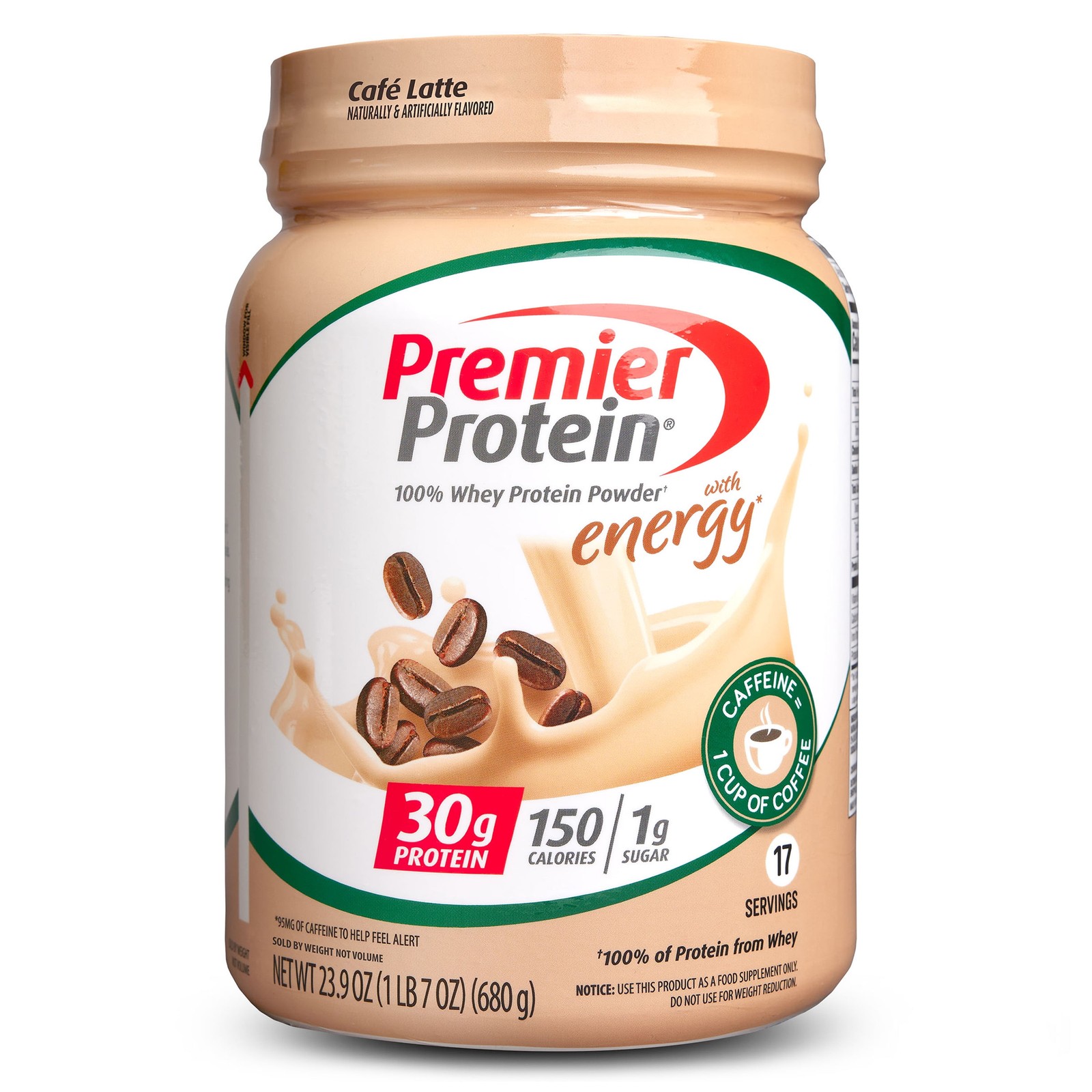 Whey Protein Powder Latte Flavor 30g Protein Per Serving 23.9oz 1.5lb Tub