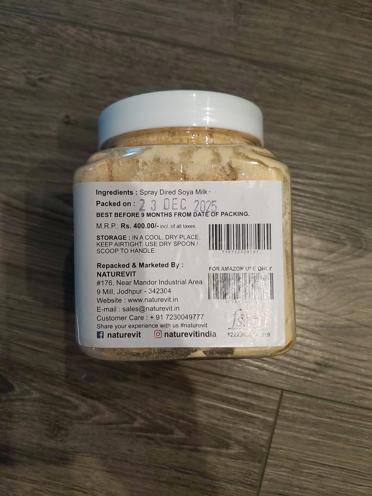 NatureVit Soya Milk Powder 300g | Vegan Plant Based Non GMO Sugar Free Milk