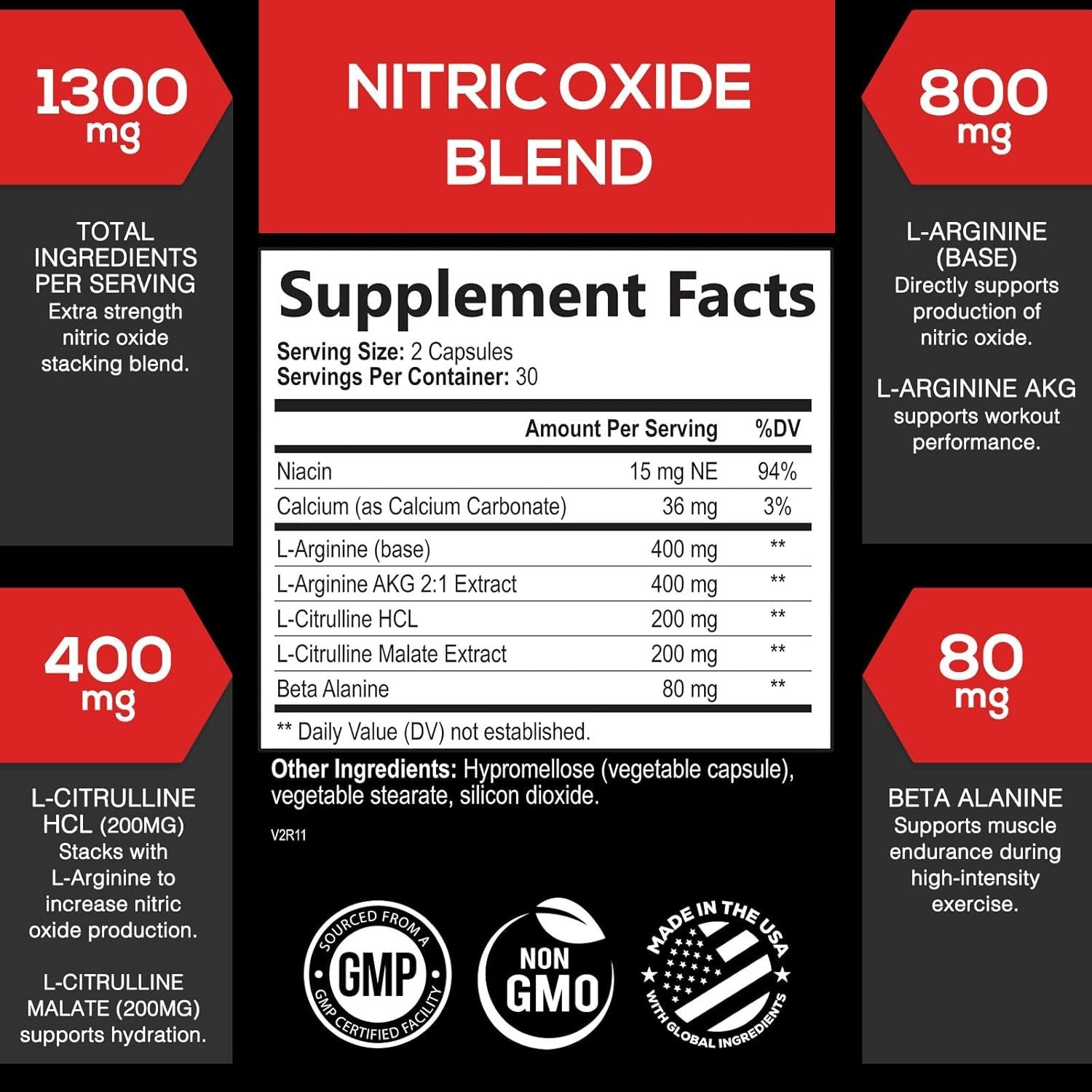 Oxido Nitrico y L-arginina Extra Fuerte Para Aumentar La Energia Muscular 60 Ct
