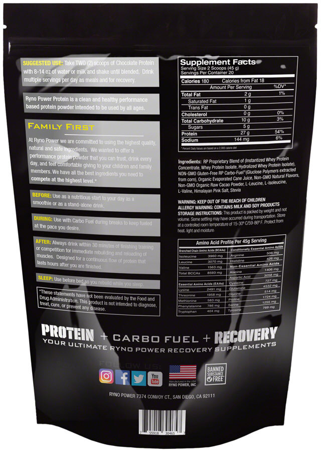 Ryno Power Premium Whey Protein Powder – Chocolate, 20 Servings (2 lbs.)