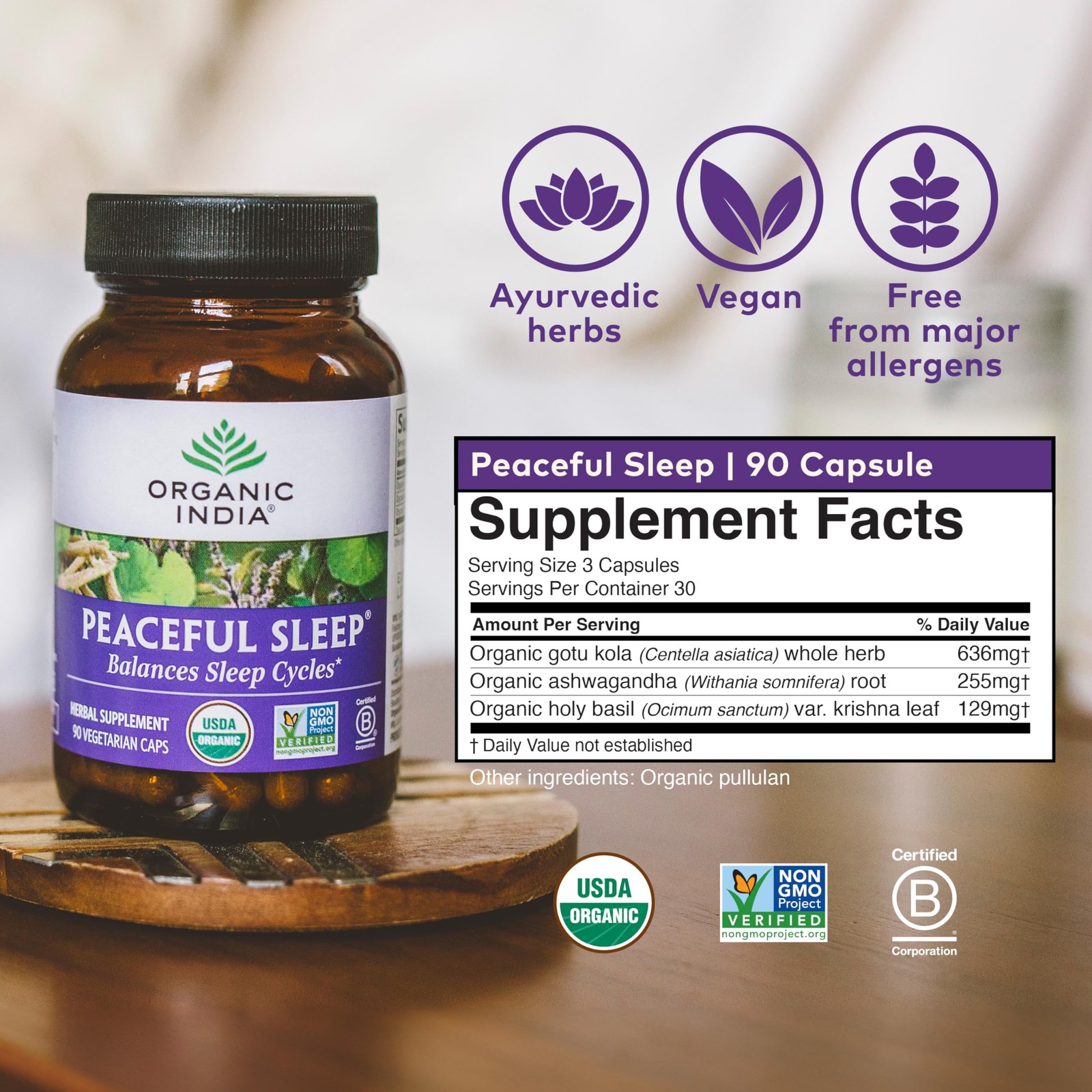 Organic India Peaceful Sleep Herbal Supplement – Deep Sleep Aid For Adults