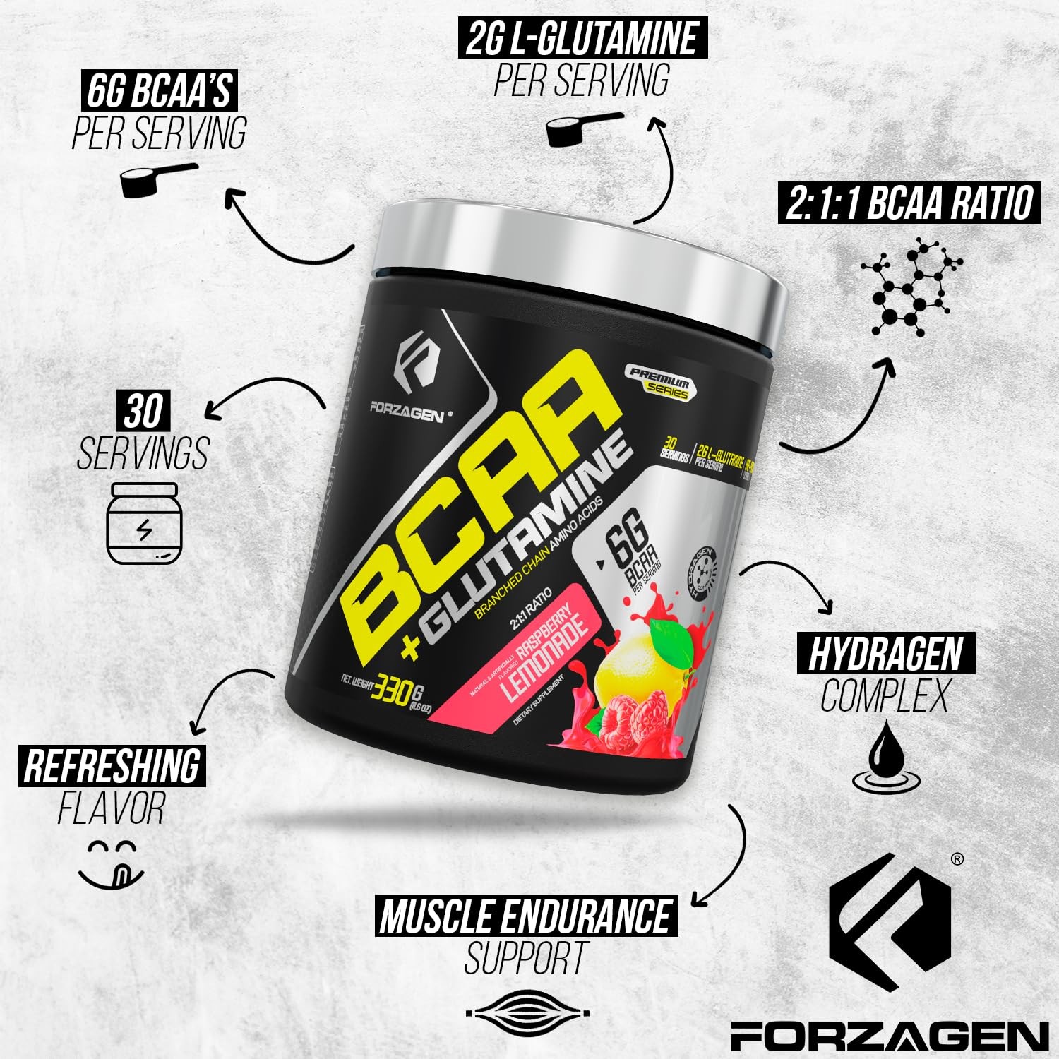 Forzagen BCAAS Amino Acids Powder with Glutamine BCAA Powder, Branched Chain …