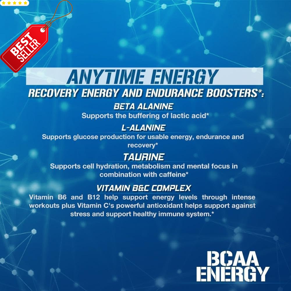 EVL BCAA Amino Acids Powder Energy Pre Workout Muscle Recovery Blue Raz US