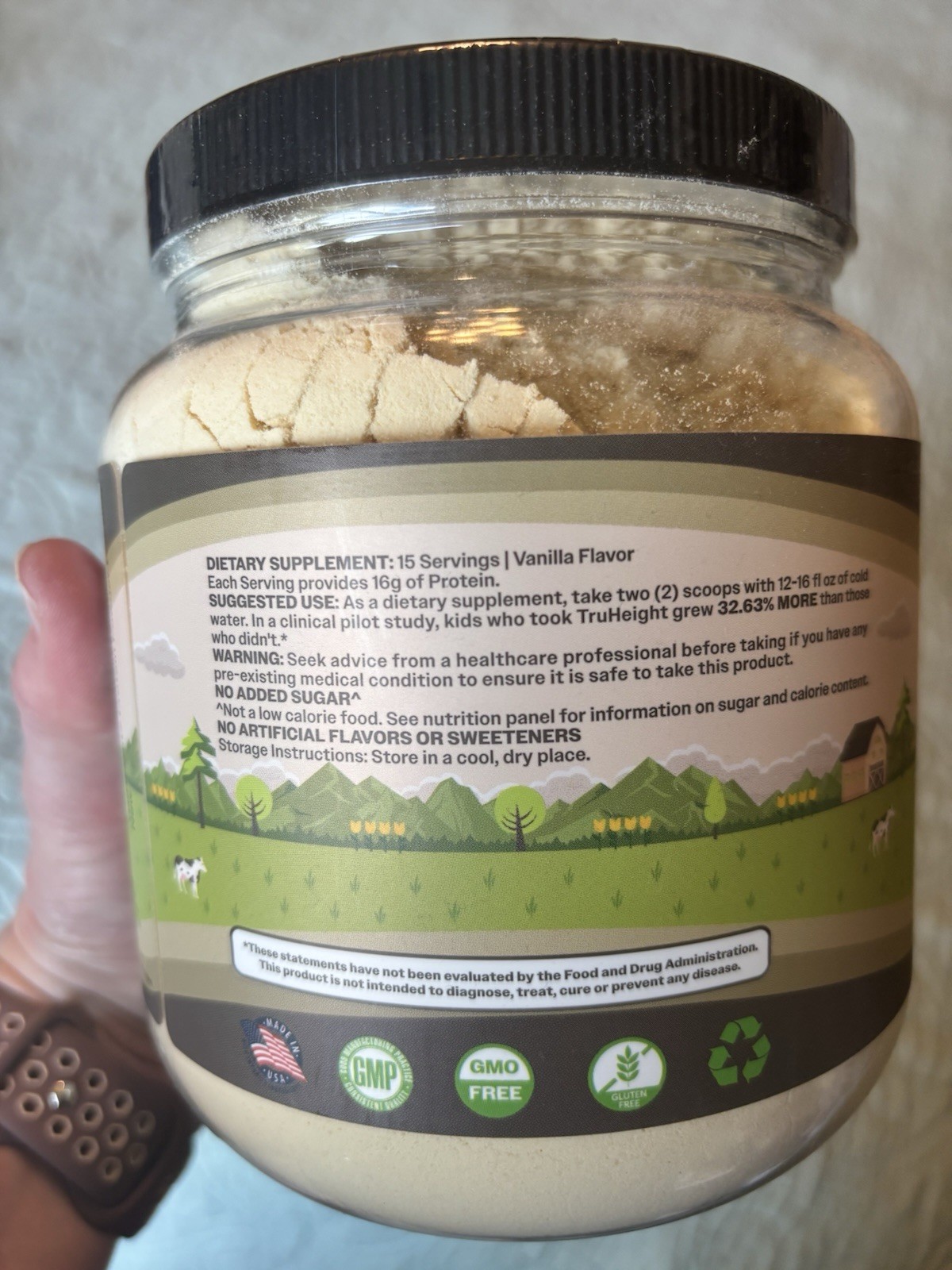 TruHeight Vanilla Protein Powder Shake Mix, Gluten-Free, GMO-Free, Unisex
