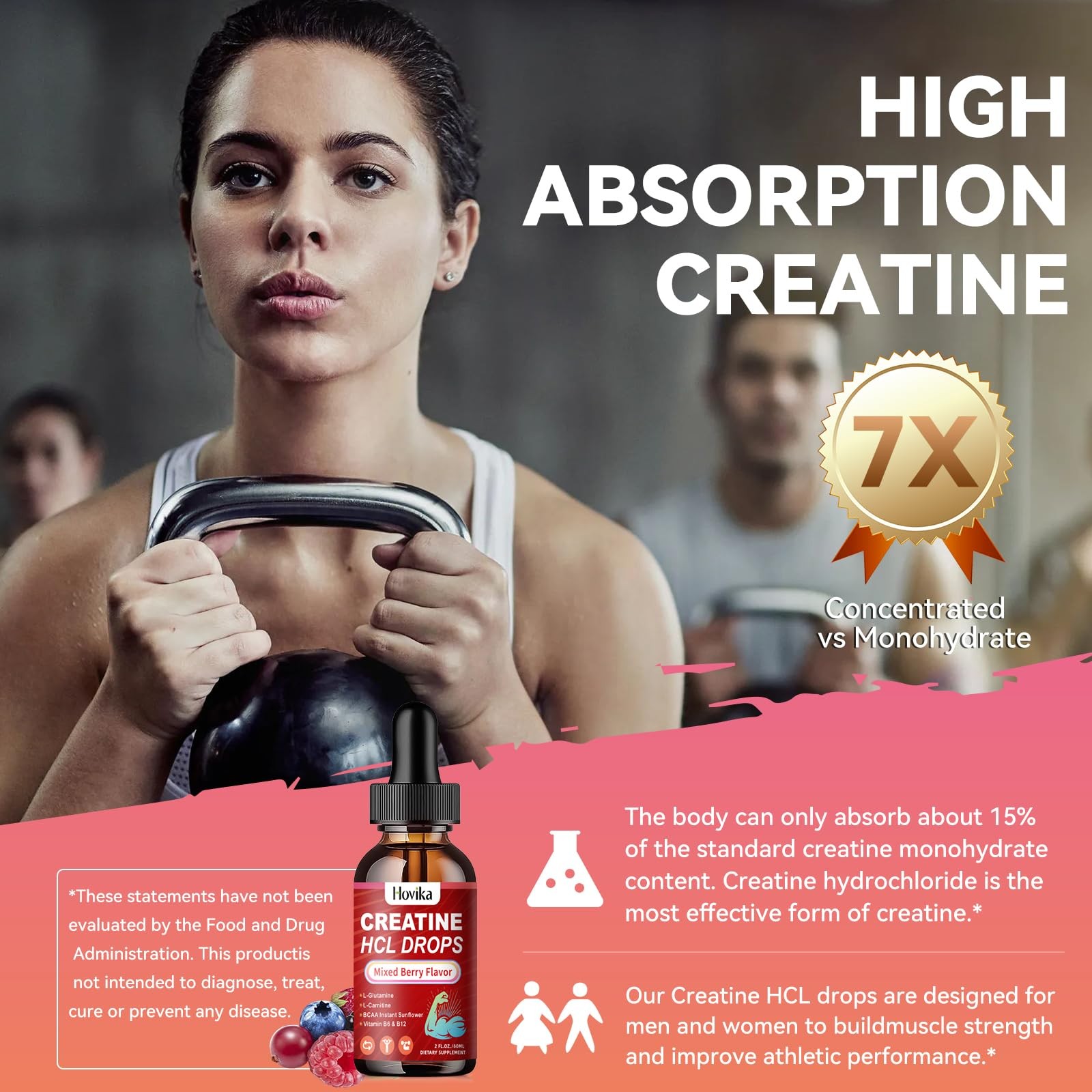 Creatine HCL Liquid Drops for Men & , Creatine Hydrochloride with L-Carnitine…