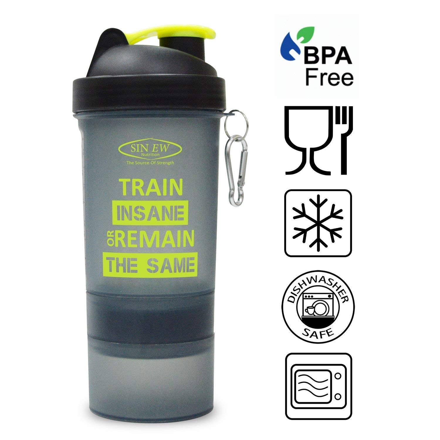 SINEW NUTRITION Shaker Bottle 600ml | 2 Storage Compartments