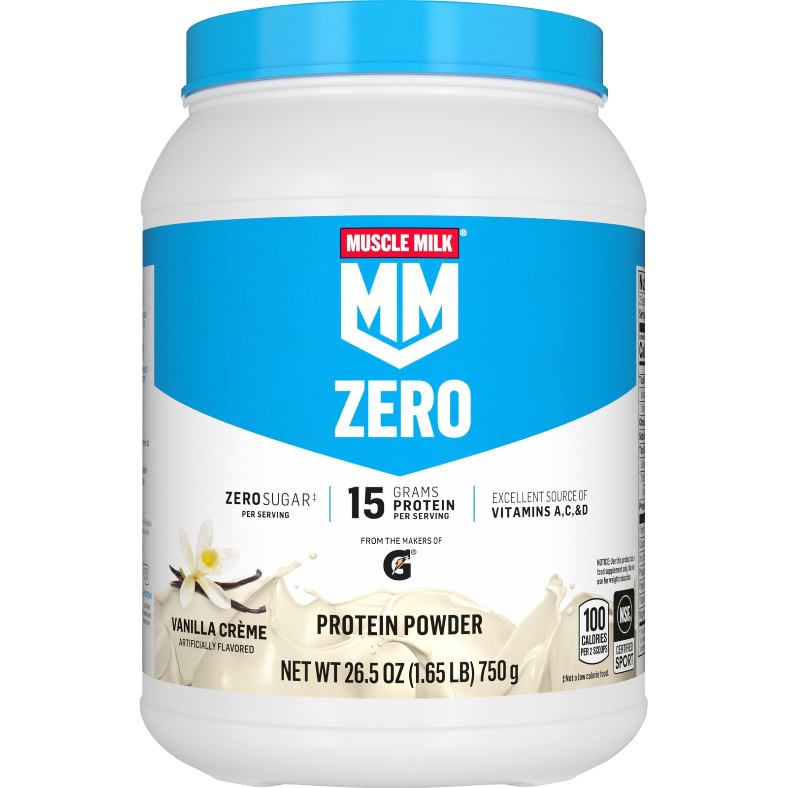 Muscle Milk ZERO, 100 Calorie Protein Powder, 1.66 Pound (Pack of 1), Vanilla