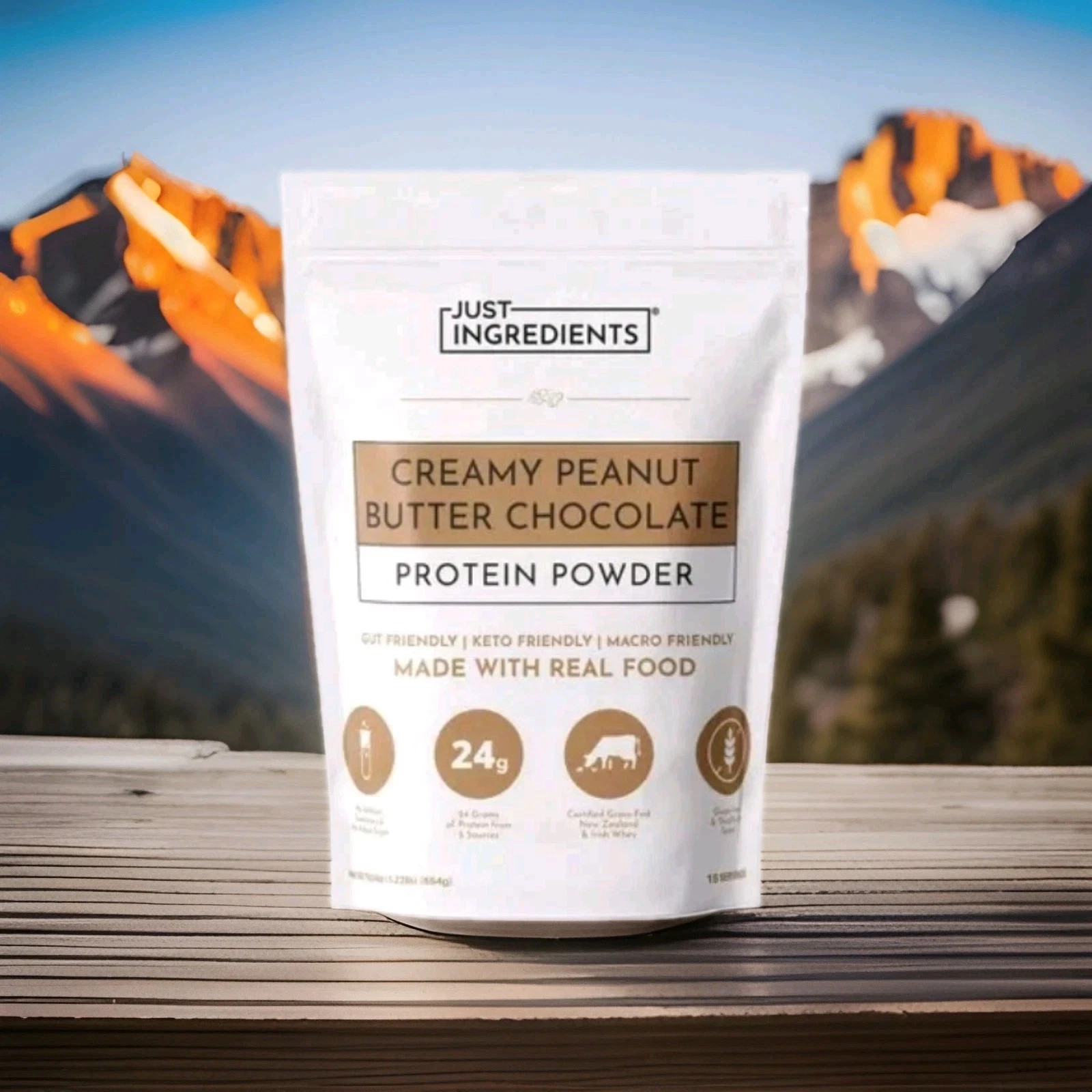 JUST INGREDIENTS / CREAMY PEANUT BUTTER CHOCOLATE Protein Powder / 19.54 oz/2028