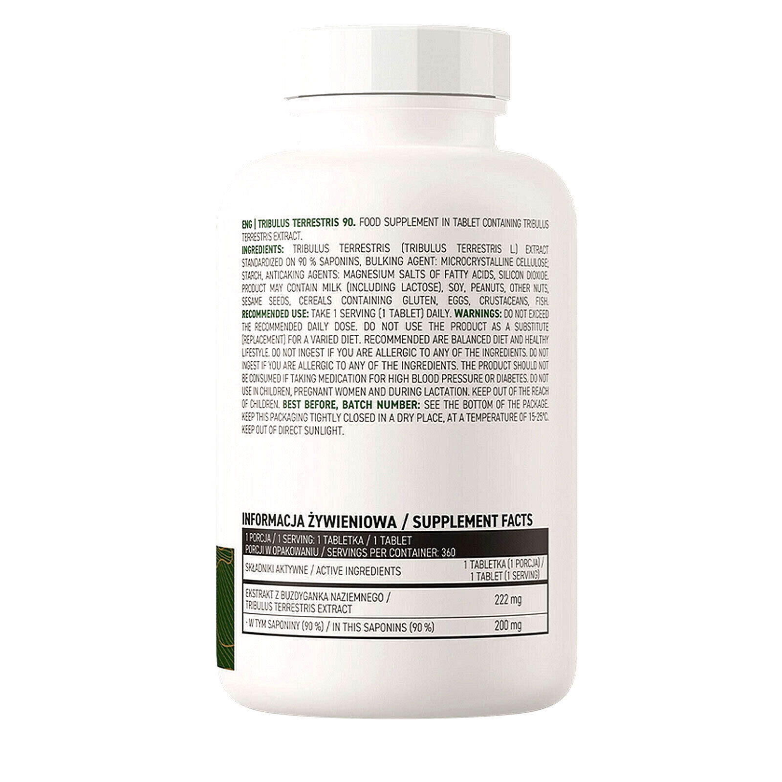 TRIBULUS TERRESTRIS 90- Improves testosterone, mood, sleep, muscle growth