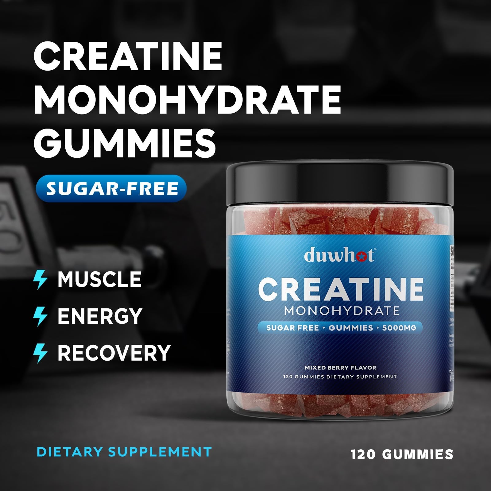 Creatine Monohydrate Gummies for Men, Creatine Monohydrate Chewables 5g Per S…