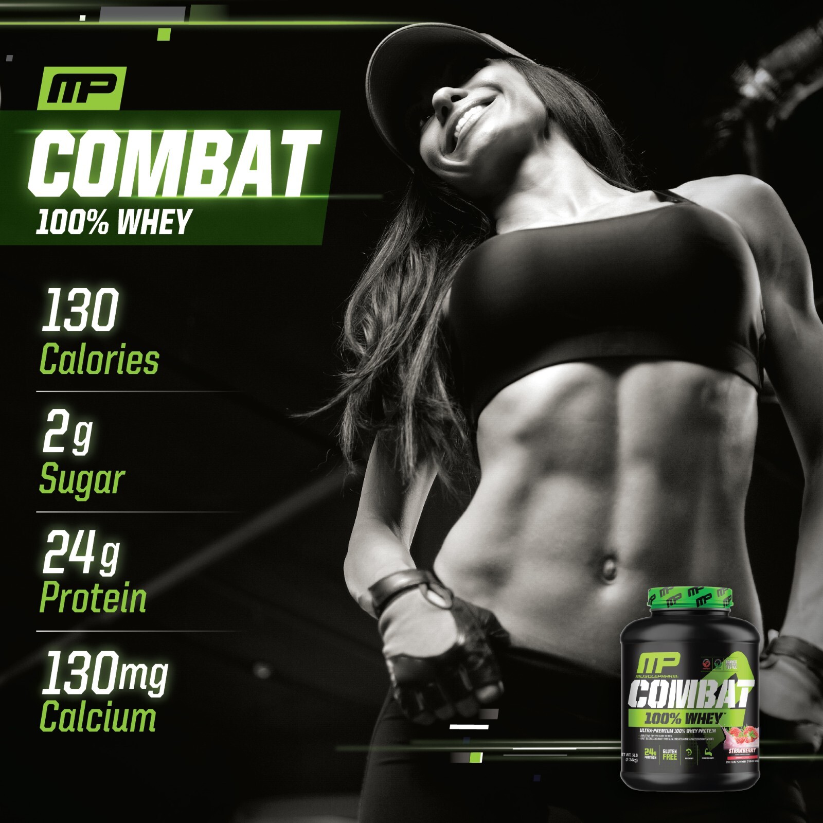MusclePharm Combat 100% Whey Protein Powder – 5 lb, 70 Servings, Strawberry