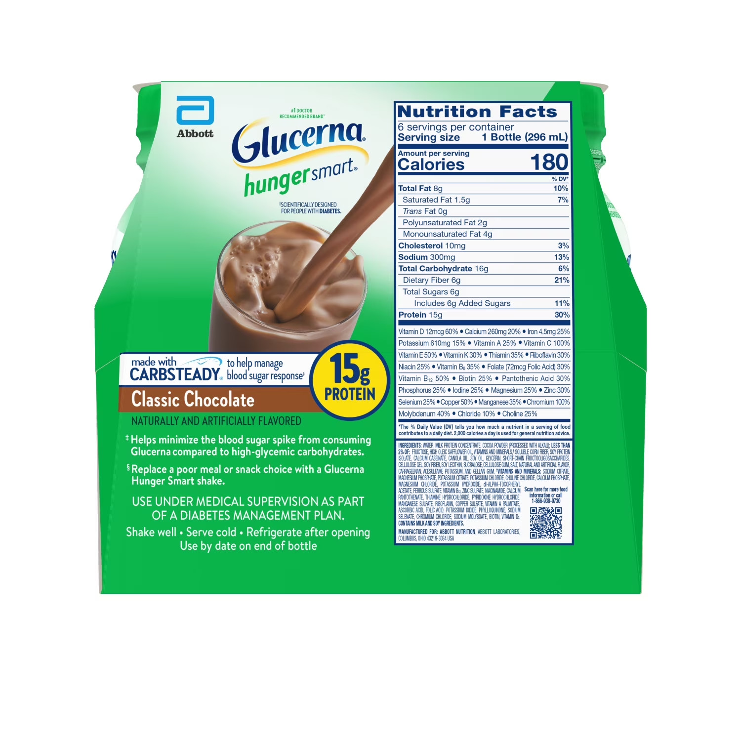 Hunger Smart Diabetic Protein Shake Classic Chocolate 10fl-oz Bottle…….
