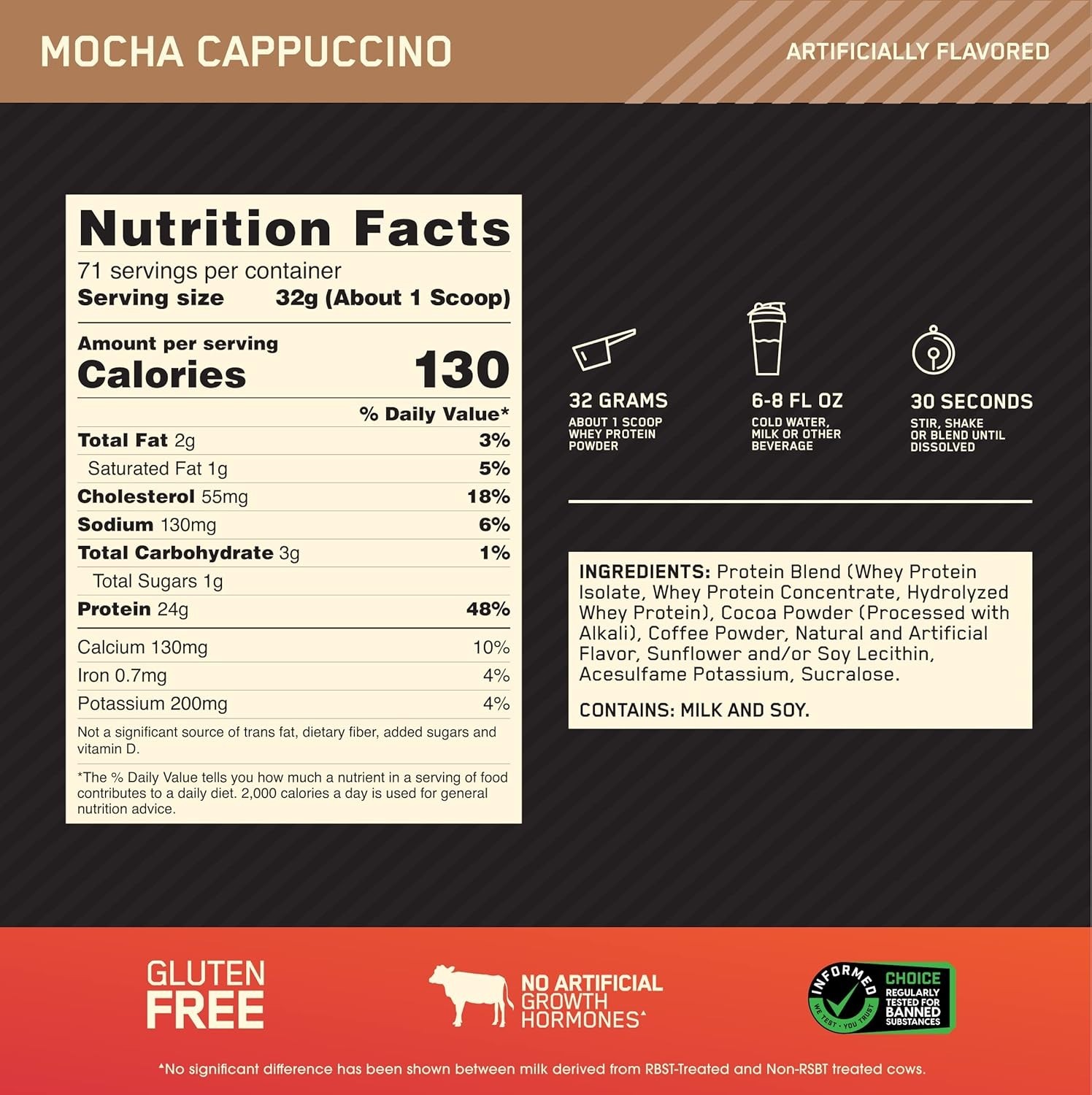 Gold Standard 100% Whey Protein Powder, Mocha Cappuccino, 5 Pound Packaging M…