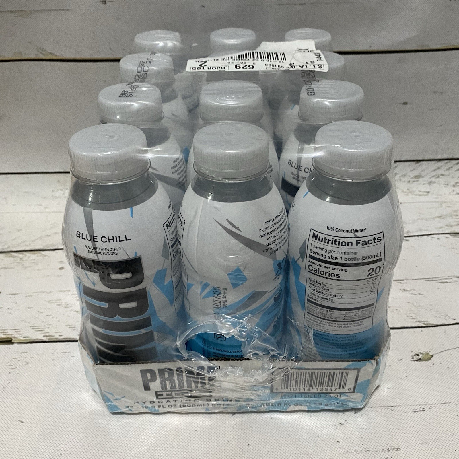 PRIME ICE Blue Chill Pack of 12 Hydration Drink 16.9oz Electrolyte Beverage