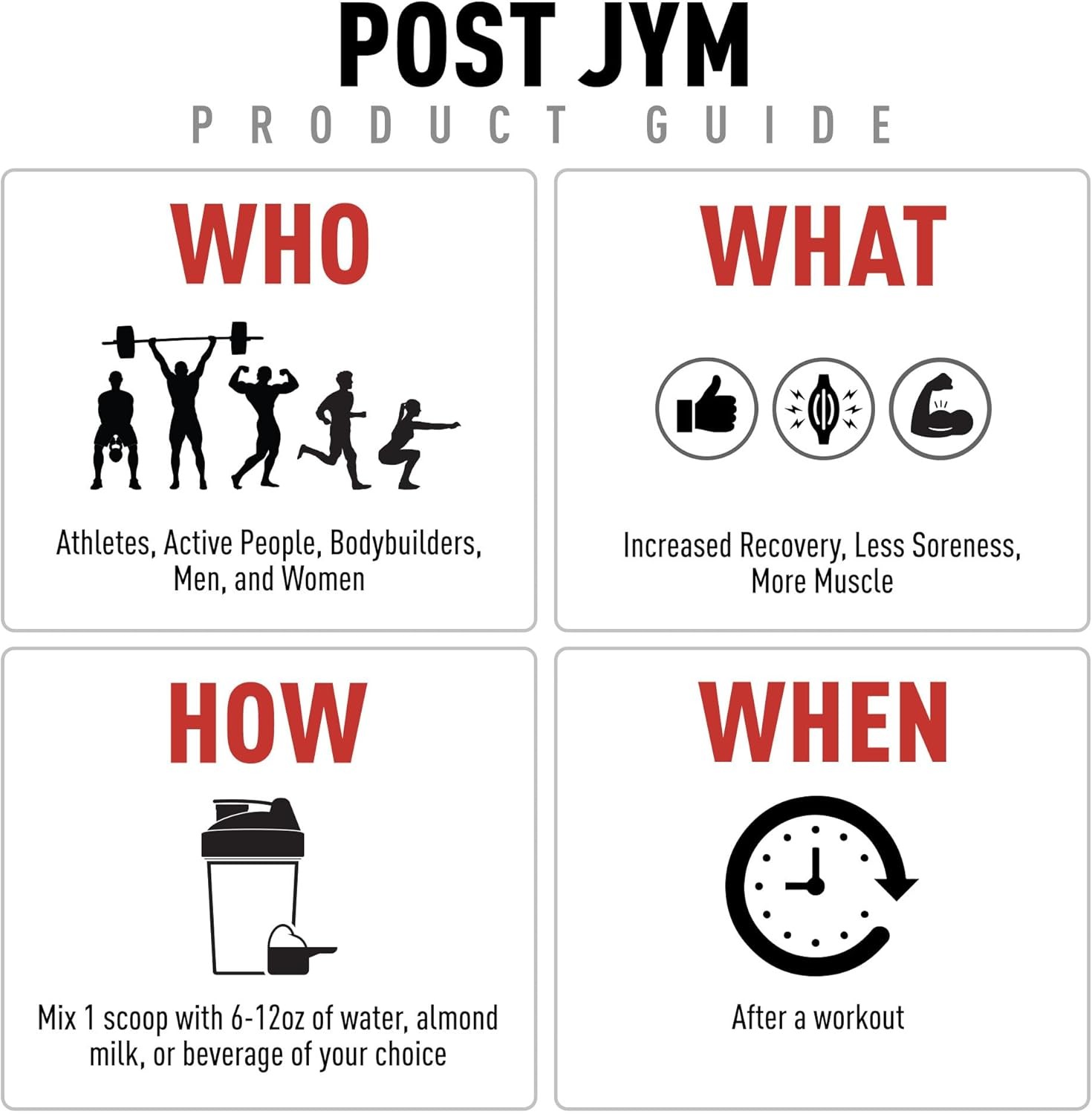 JYM Post JYM Recovery Powder – Amino, Creatine HCL, BCAA, Glutamine, 30 Servings