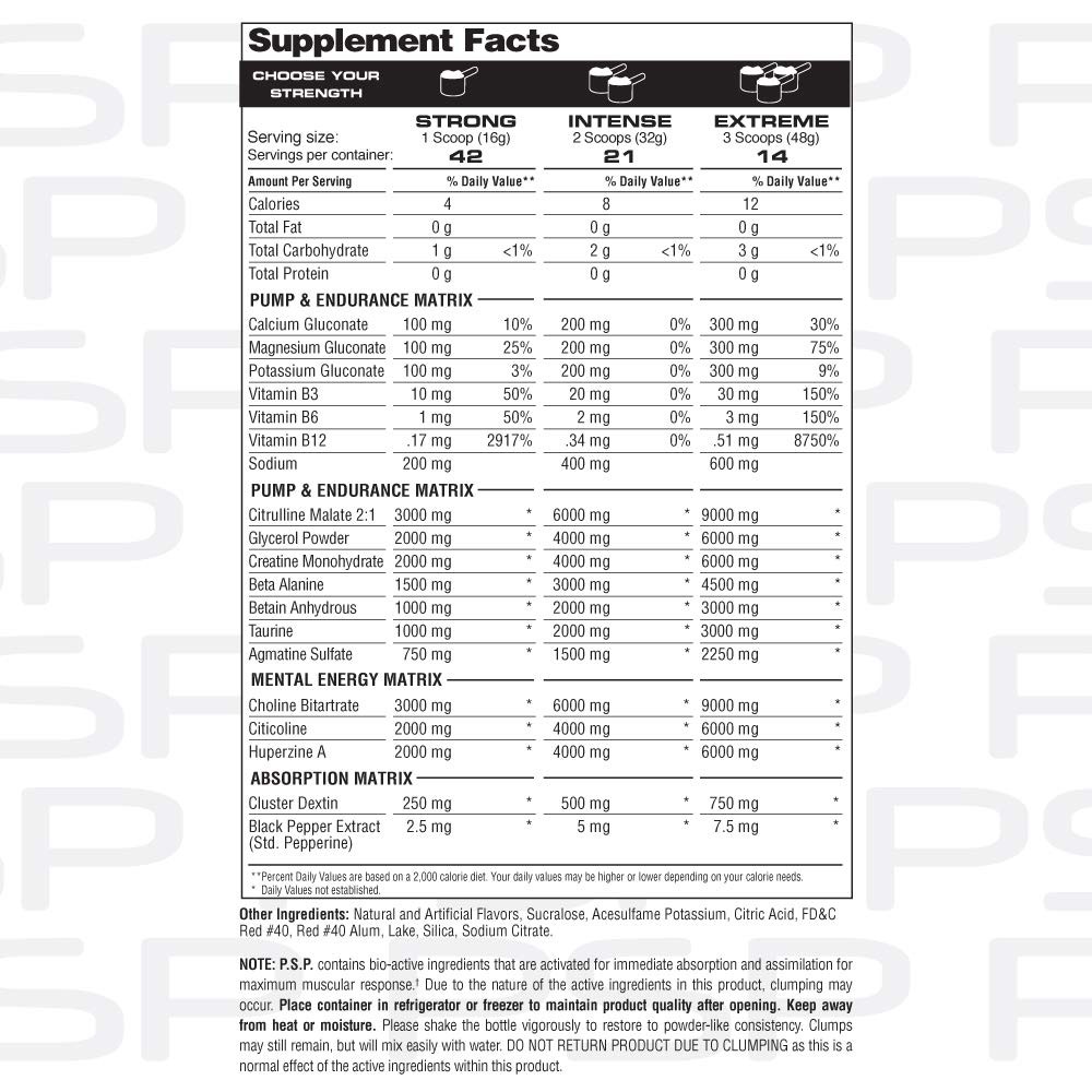 Metabolic Nutrition P.S.P. Physique Stimulating Preworkout 672G Zero Sugar