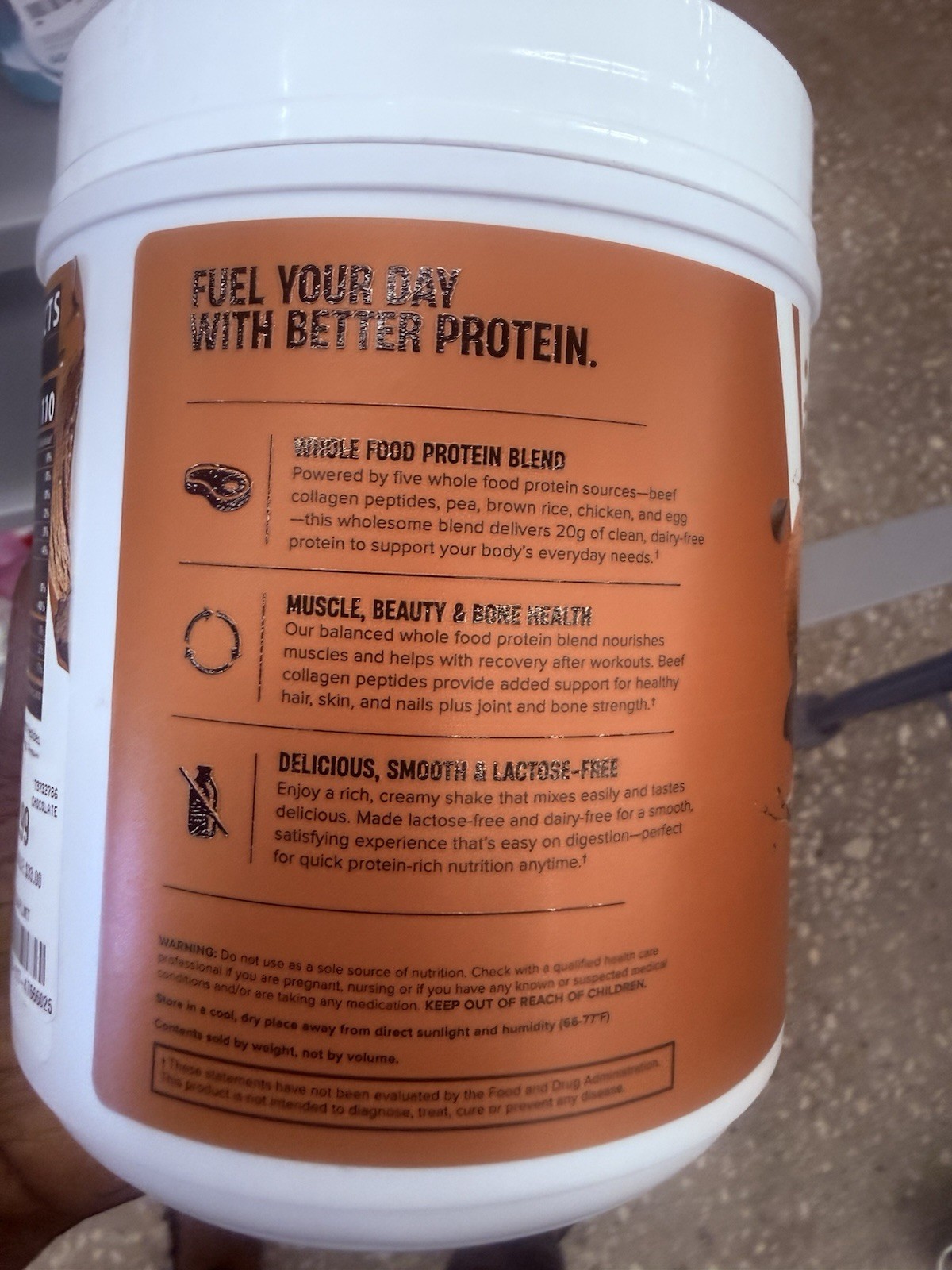 Nutrex Research Whole Food Protein Powder Chocolate Ice Cream Lactose-Free