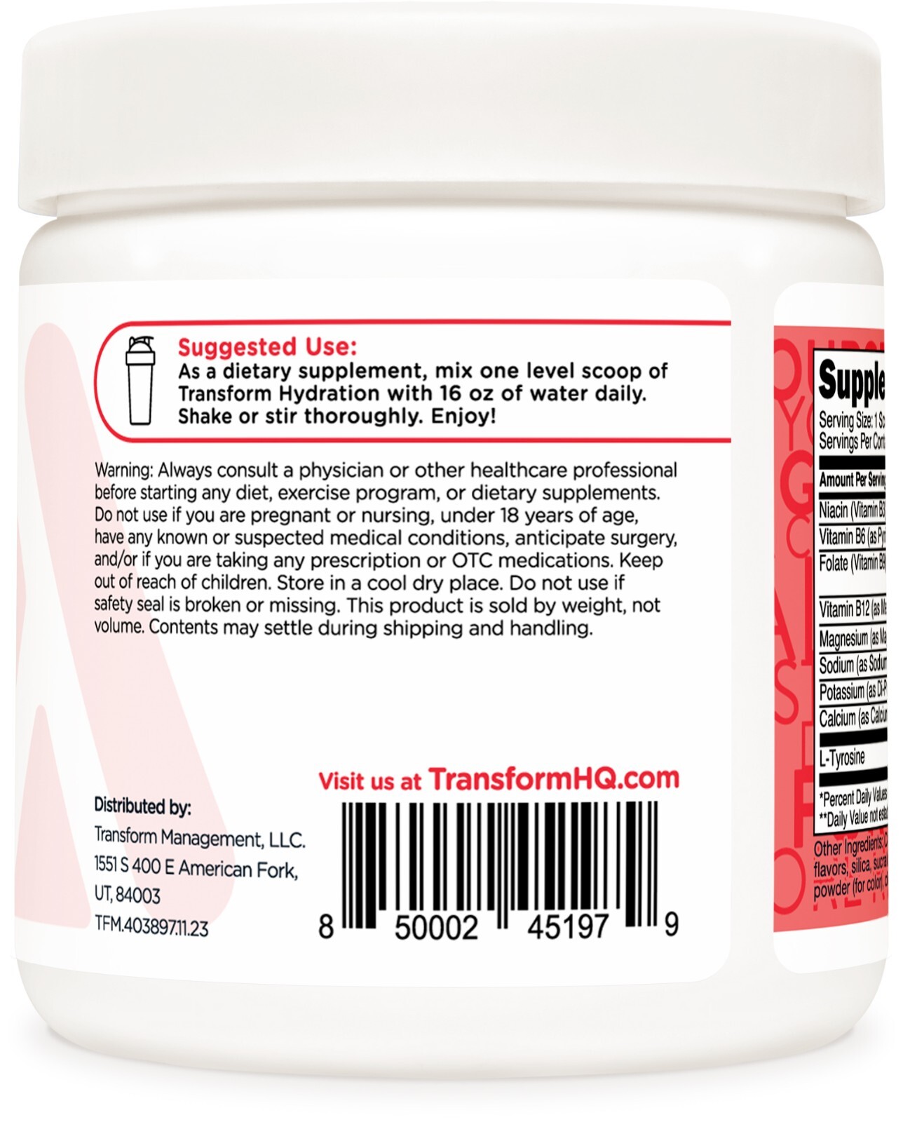 TransformHQ Hydration 42 Servings (Strawberry Lemonade) – Electrolytes