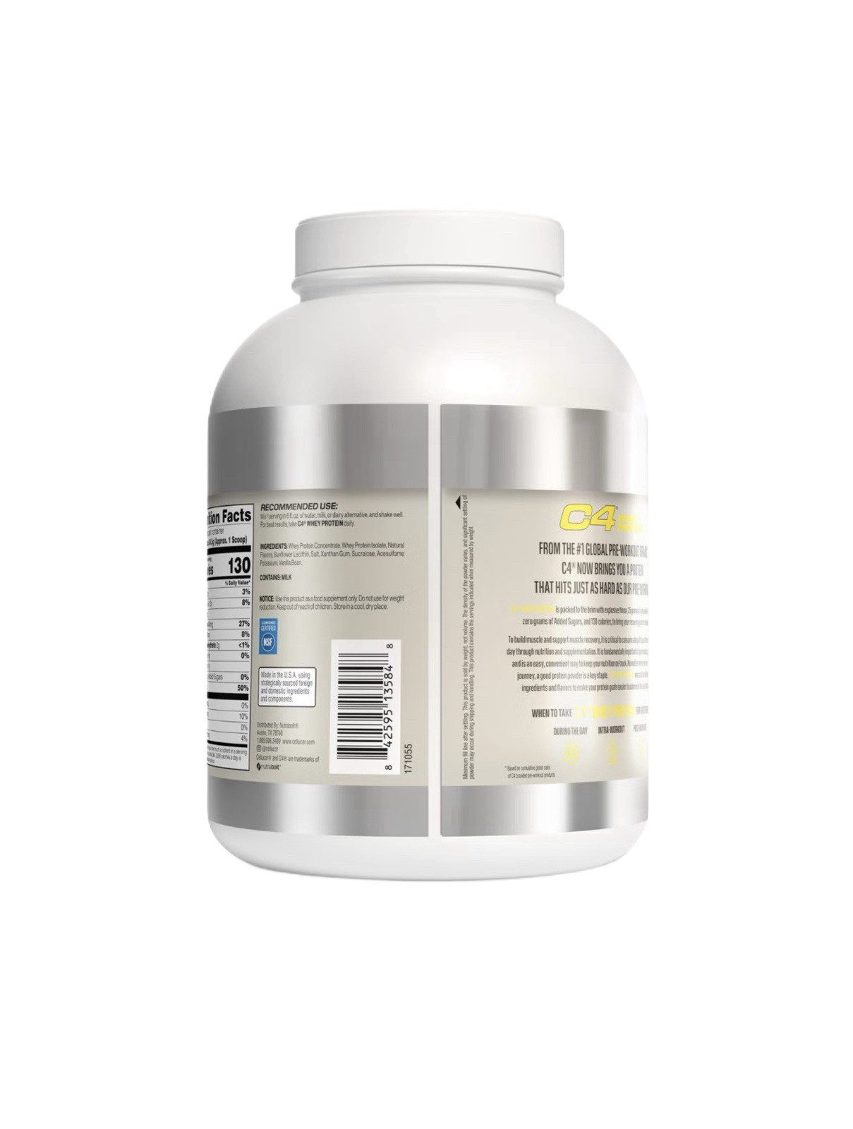 C4 Whey Protein Vanilla Bean Muscle Recovery Supplement 66 Servings
