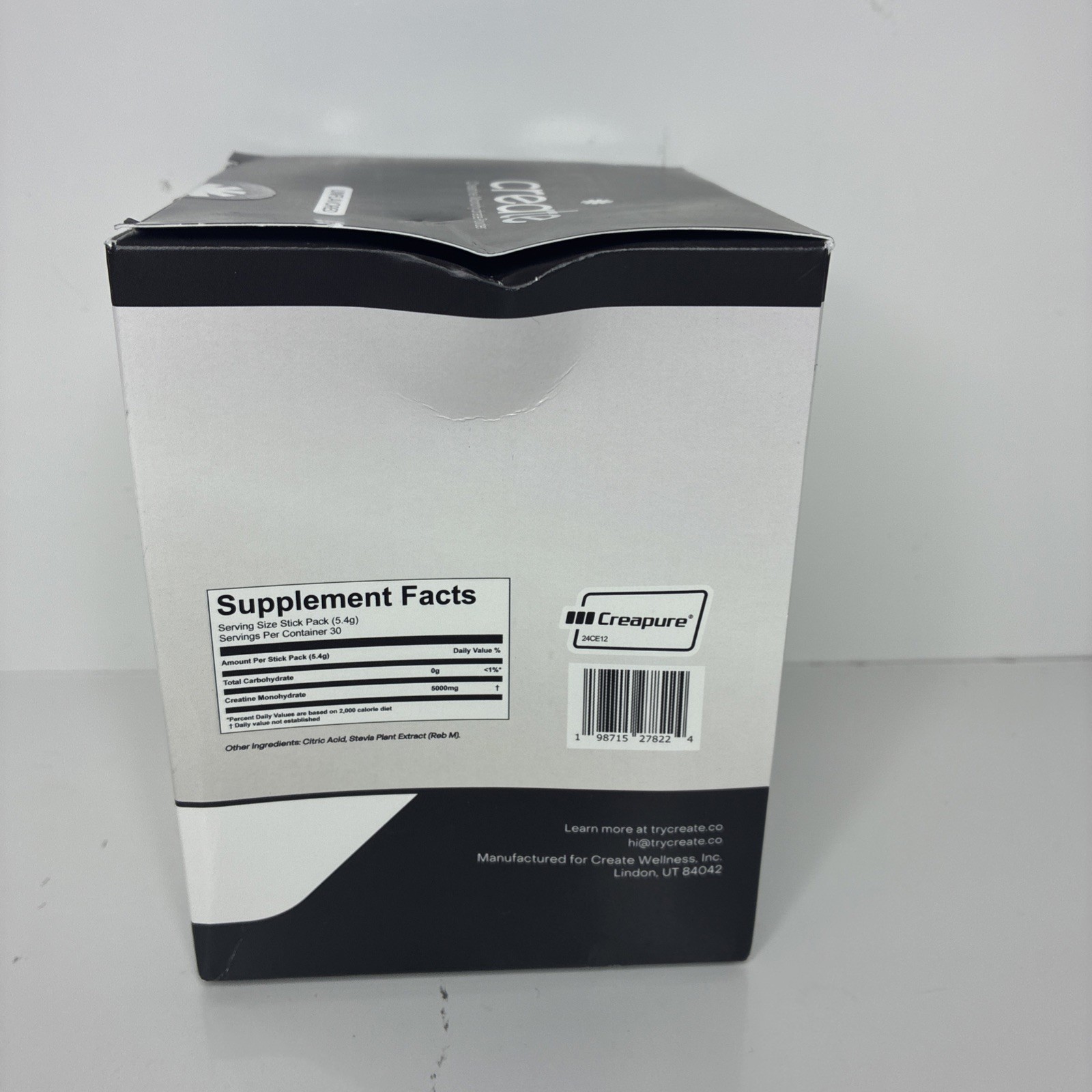Create Single Serve Creatine Monohydrate Powder – 30 Pack, 5.4g ea. Exp. 08/27