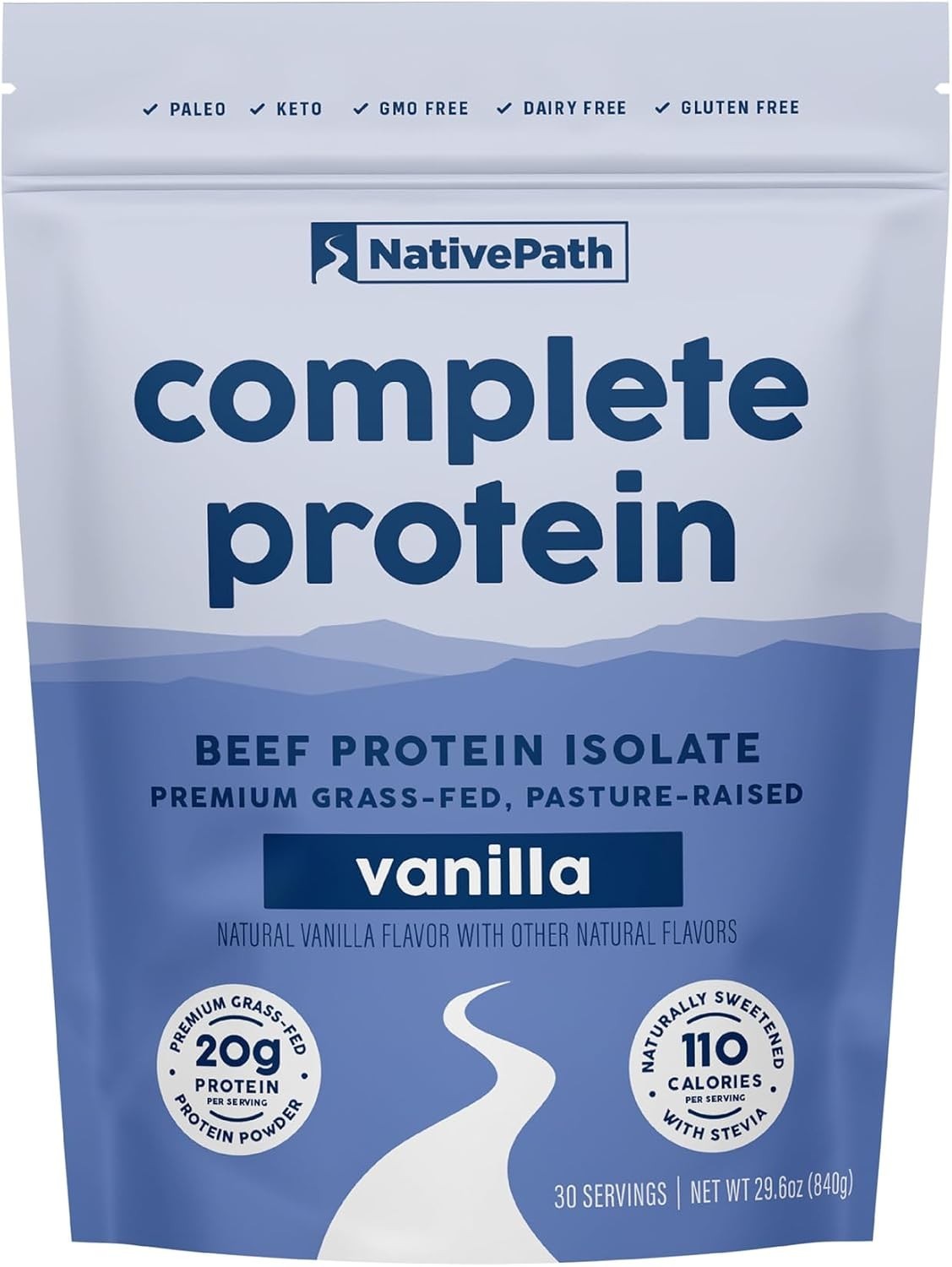 20g Grass-Fed Beef Protein Powder, Vanilla – 30 Servings, Dairy-Free