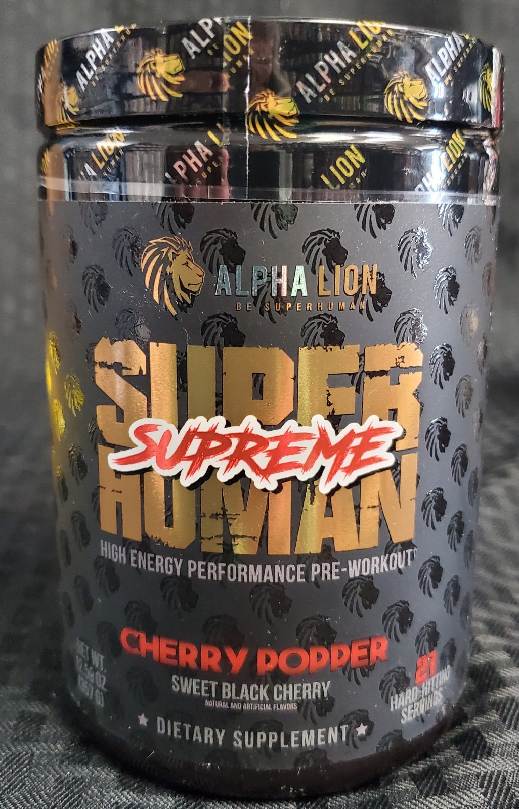ALPHA LION SUPERHUMAN SUPREME CHERRY POPPER HIGH STIM PREWORKOUT LASER FOCUS
