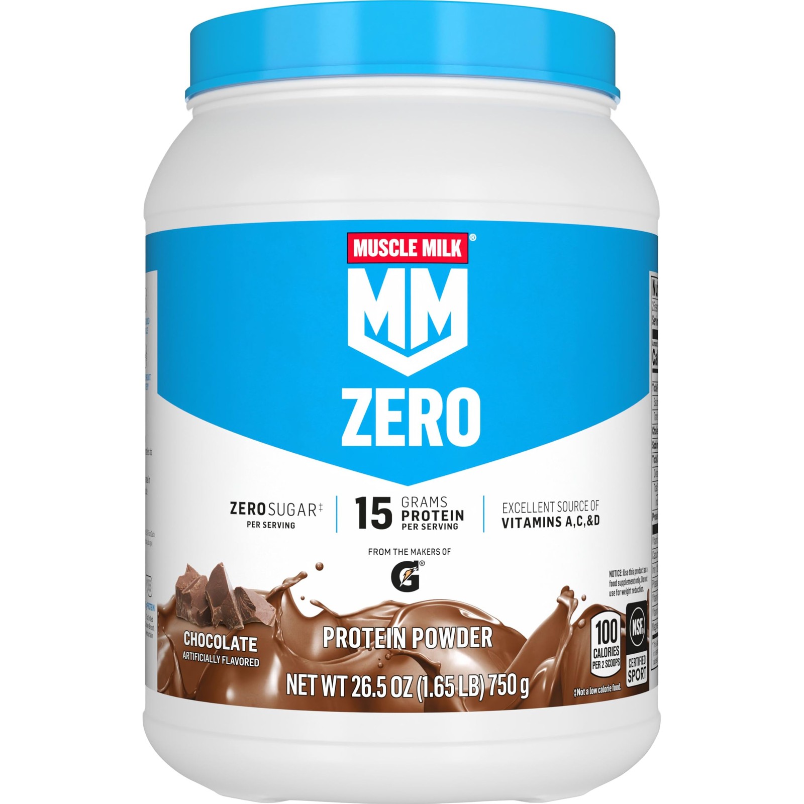 Muscle Milk ZERO, 100 Calorie Protein 1.66 Pound (Pack of 1), Chocolate