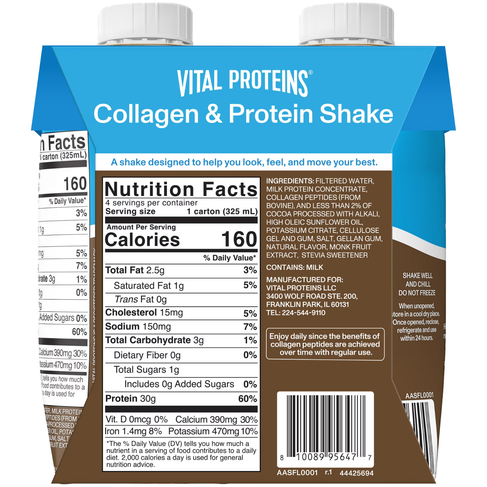 Vital Proteins chocolate collagen Protein shake 30g protein 10g collagen Peptide