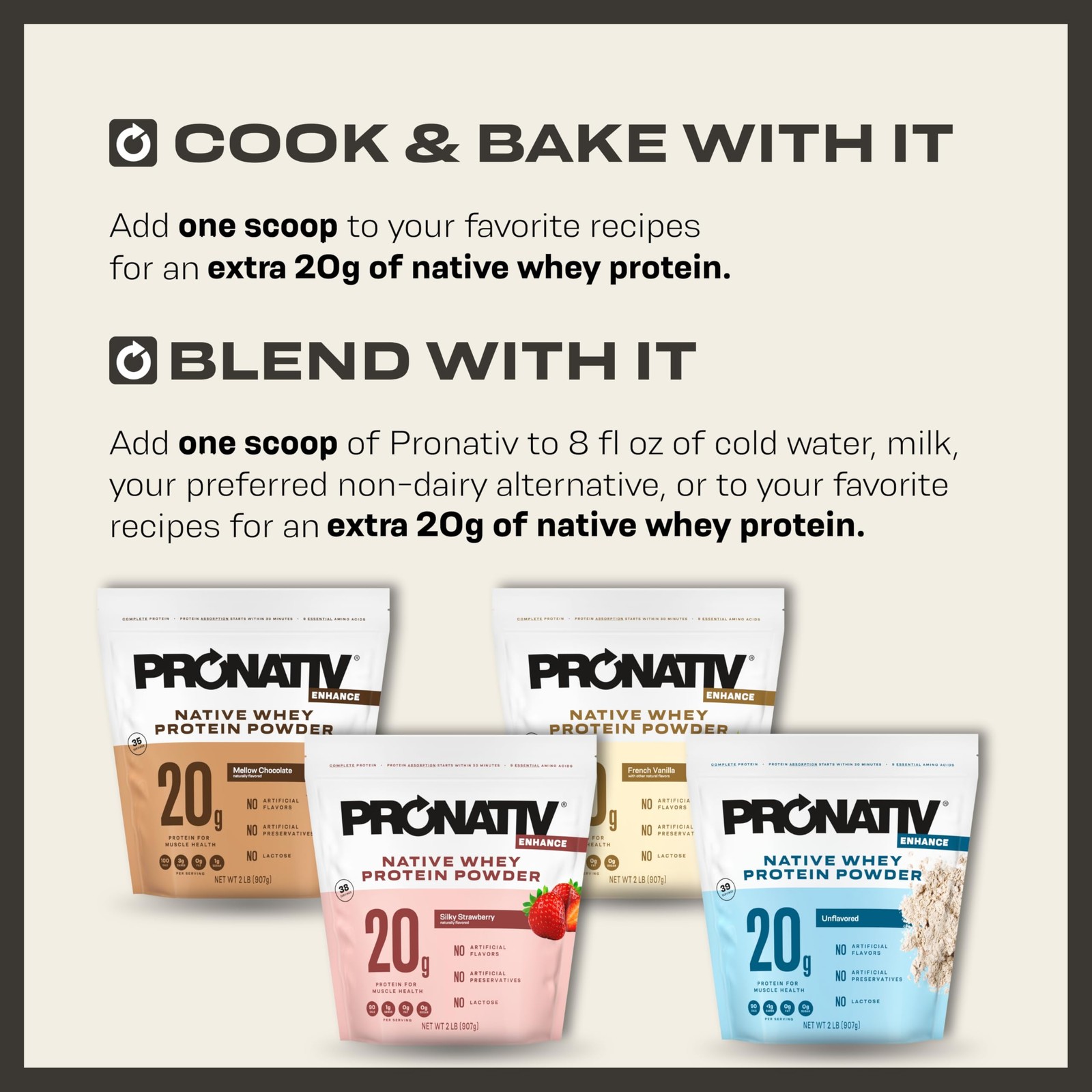 100% Whey Native Protein Powder, Silky Strawberry, 2 lb, Made from Farm Fresh