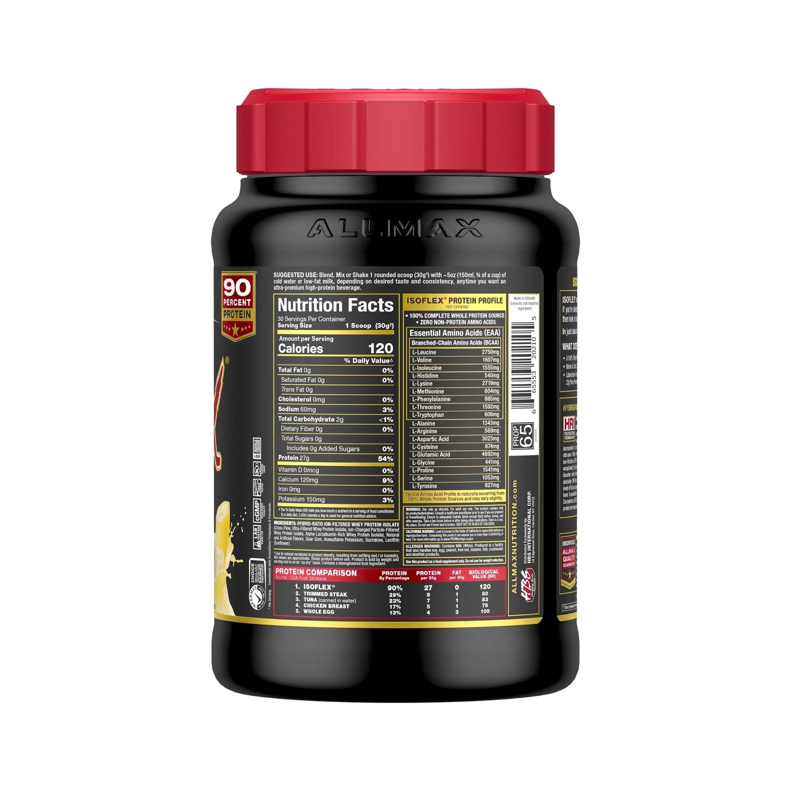 ALLMAX ISOFLEX Pure Whey Isolate Protein Powder – Gluten Free, Low Lactose, S…