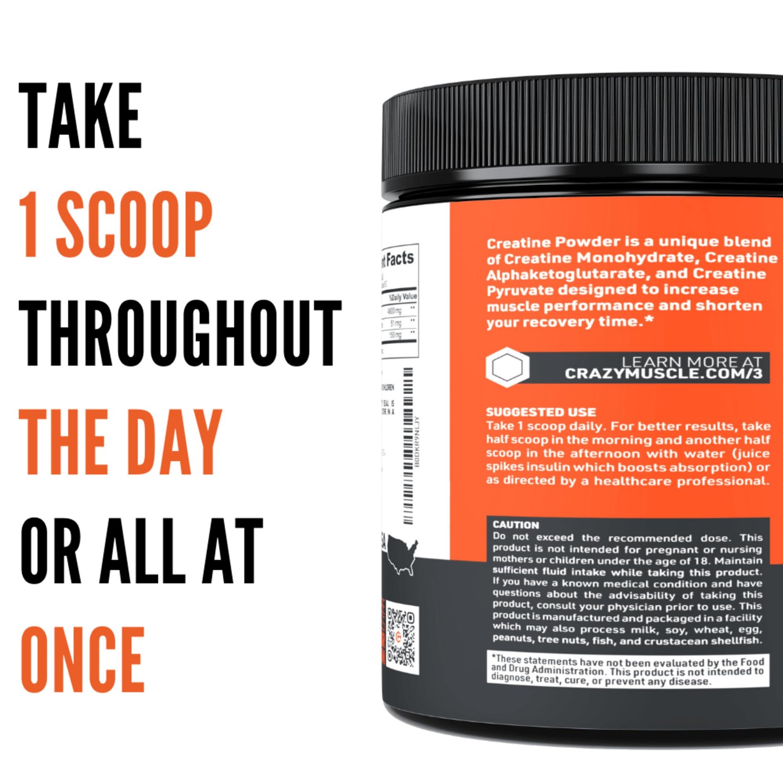 Crazy Muscle Creatine Monohydrate Fitness Powder 5g, Pure Unflavored Microniz…