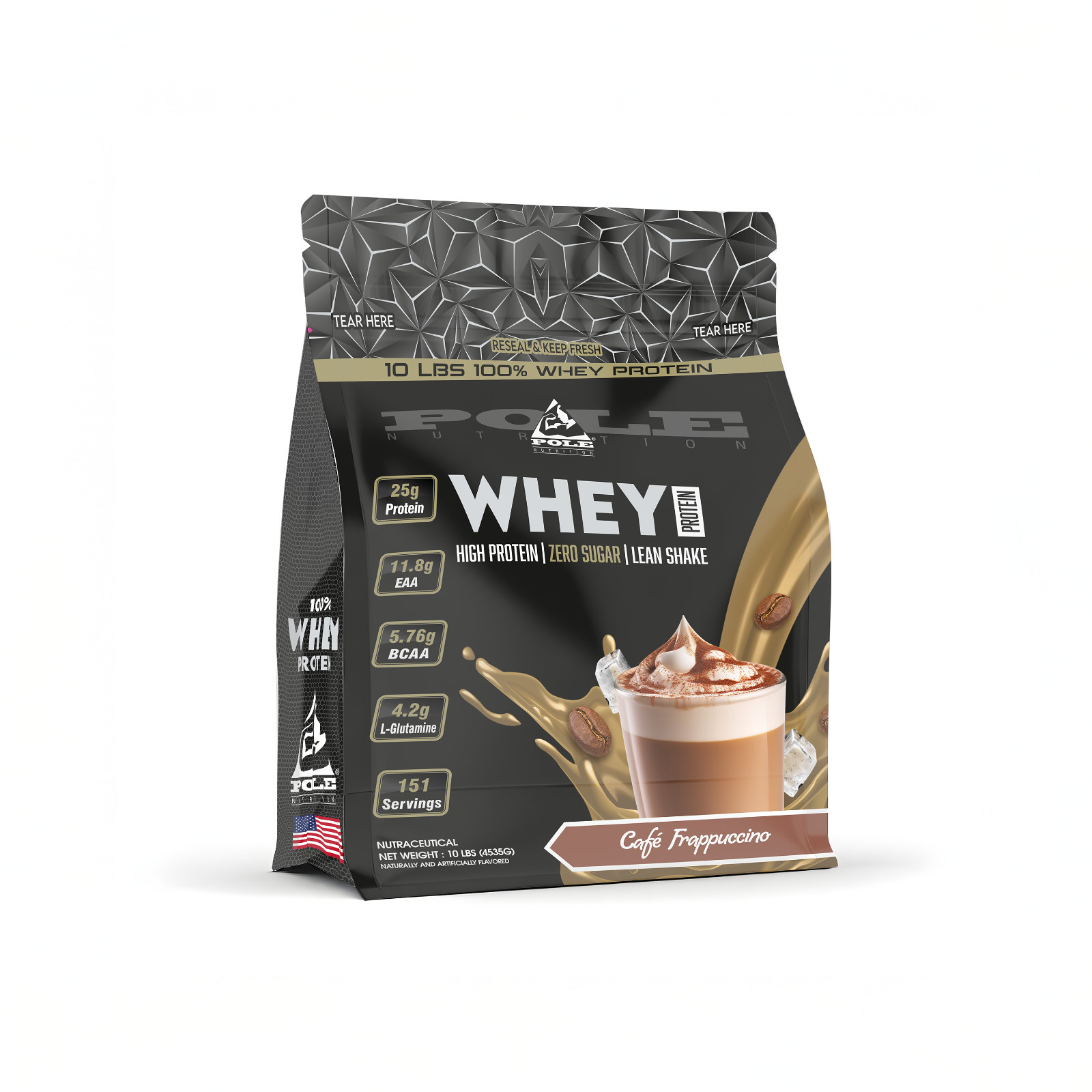 Pole Nutrition High Whey protein Zero Sugar Lean Shake 10 lbs 151 Servings