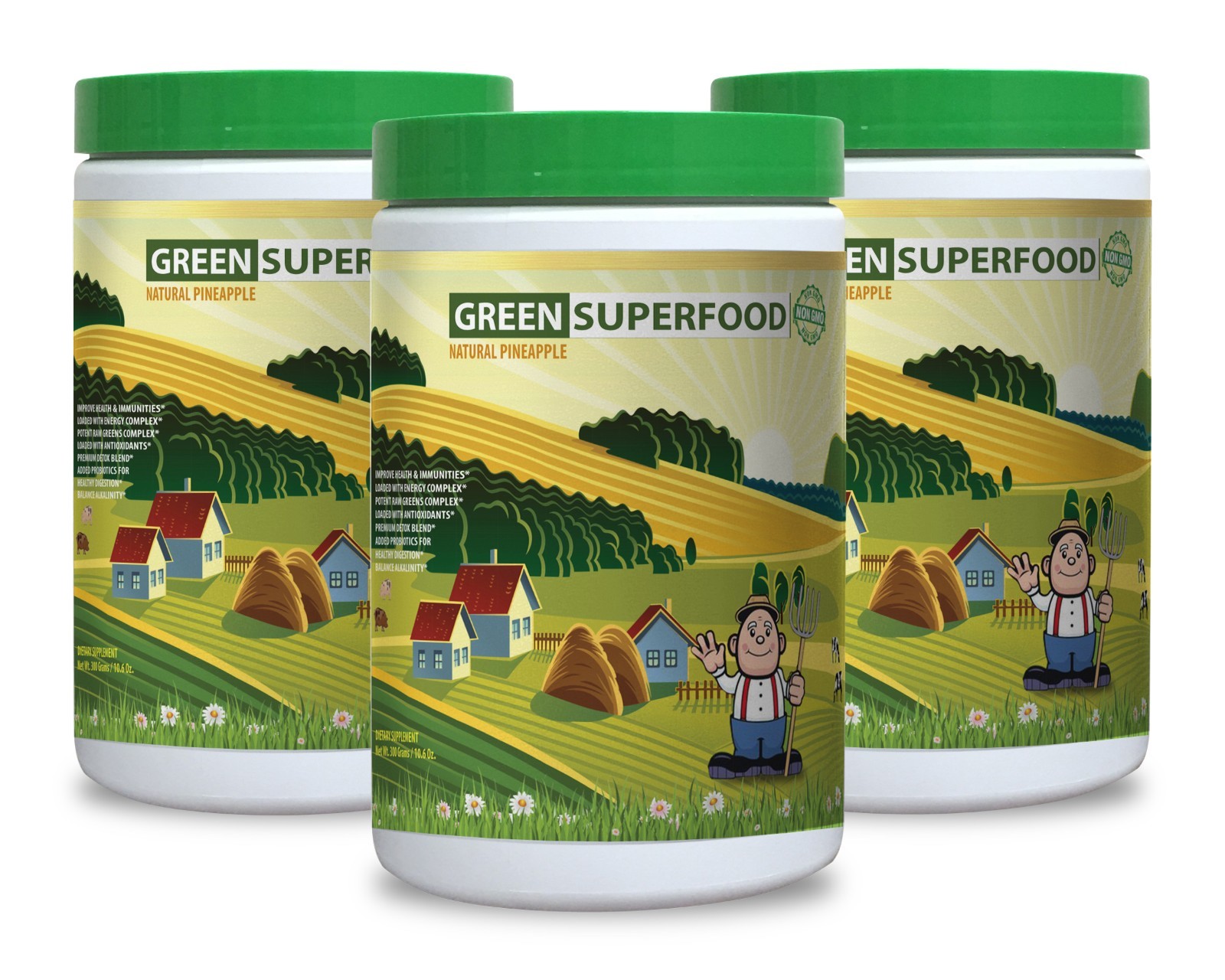 USDA Organic Veggies – GREEN SUPERFOOD PINAPPLE 8000MG-Helps Calm Down Nerves-3C