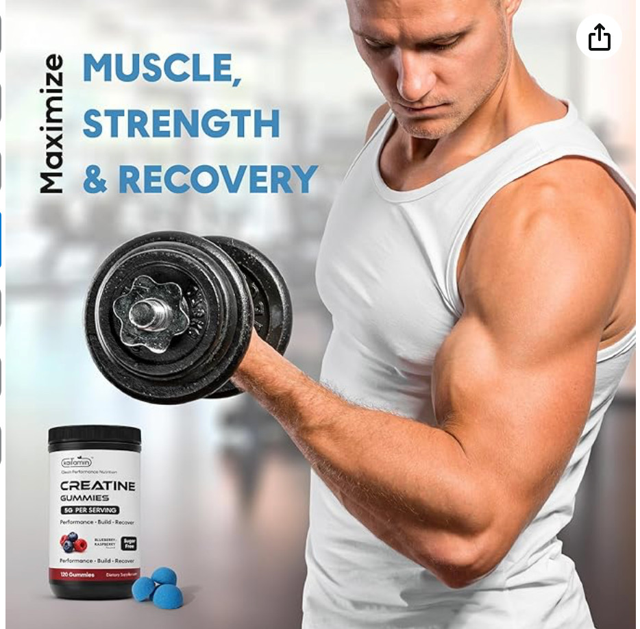 Creatine Monohydrate Gummies 5g – 120 Vegan Creatine Gummies for Muscle Growth,