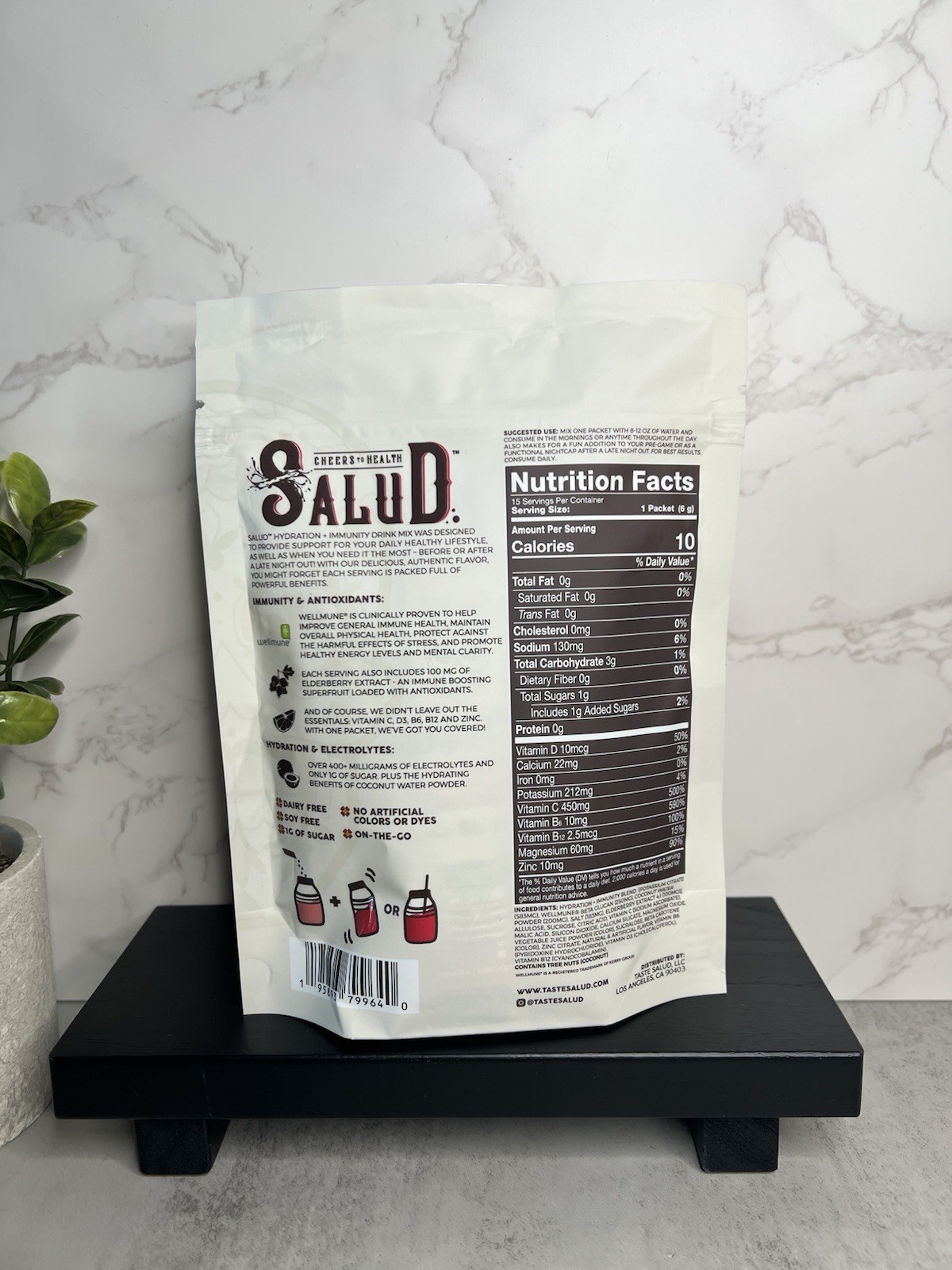 Salud Hydration+Immunity Electrolyte Drink Mix Jamaica Hibiscus 15 Exp 11/24