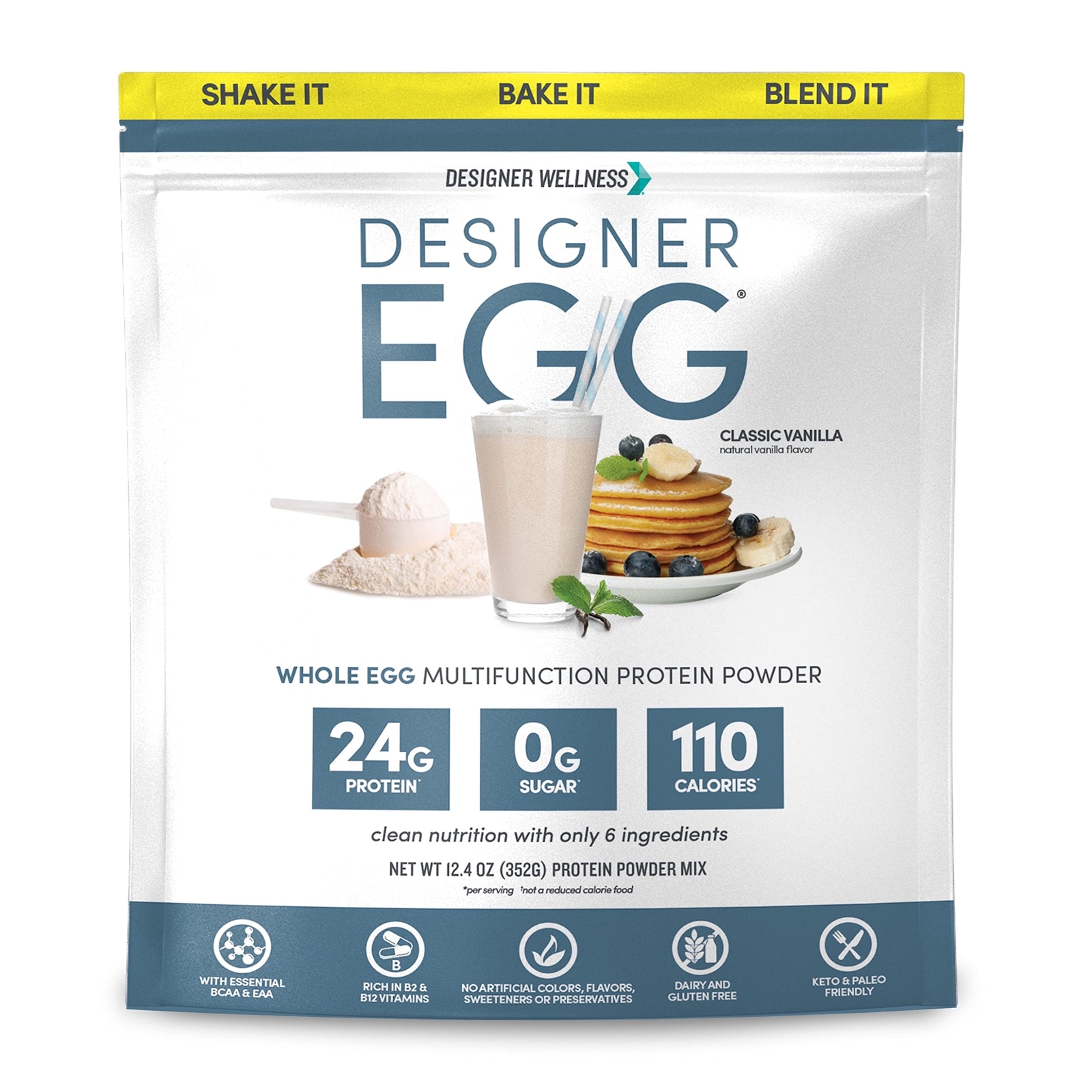 Classic Vanilla Protein Supplement Powder 12.4oz 24g Egg Protein 110 Calories