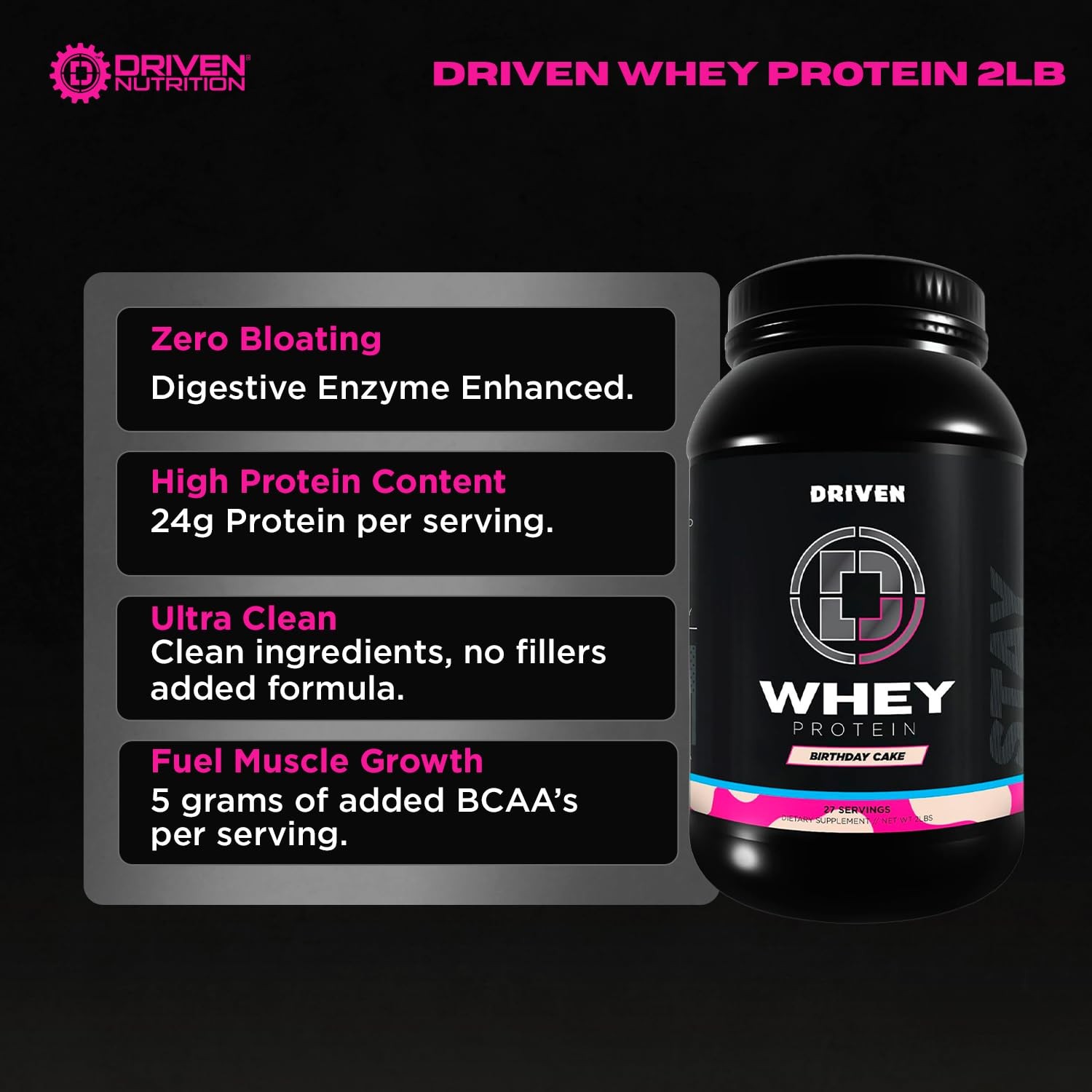 Driven Nutrition Driven Whey- Whey Protein Powder Delicious Clean Protein