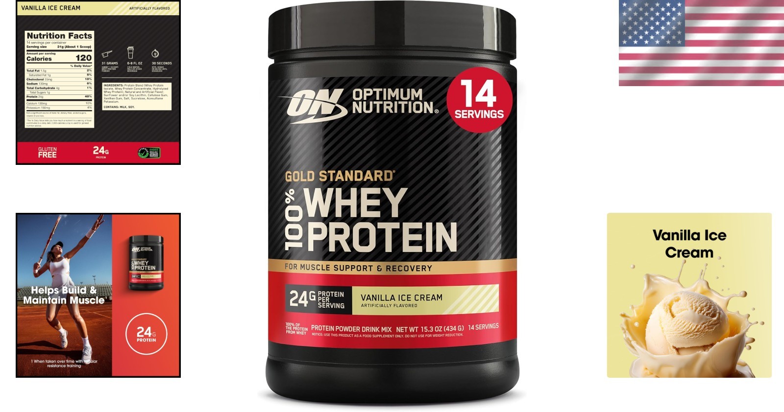 Whey Protein Powder Vanilla Ice Cream 1 Pound Post Workout Recovery Muscle