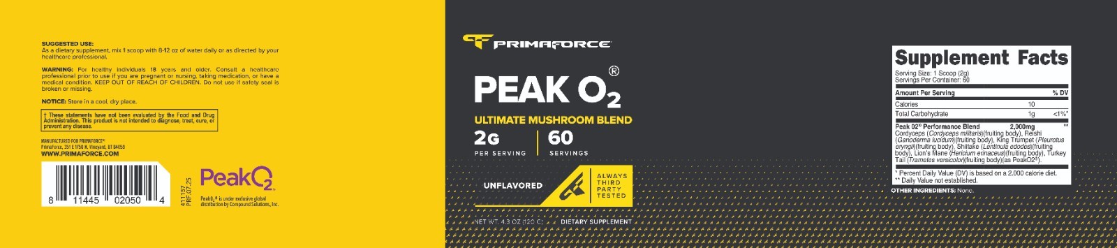 PrimaForce Peak O2 Workout Supplement, 120 grams