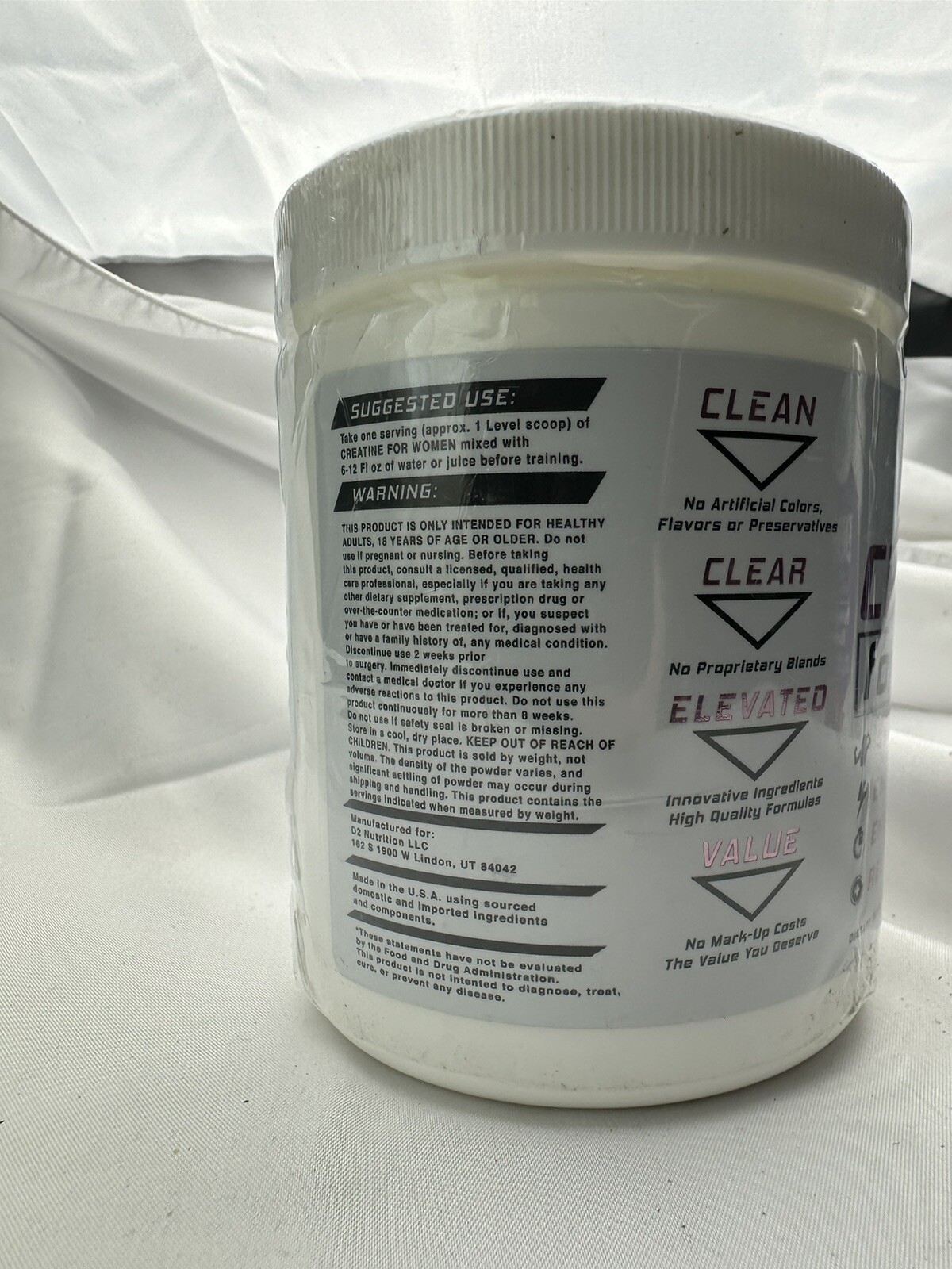 D2 Nutrition Creatine for Women, 70 Servings No Exp Date