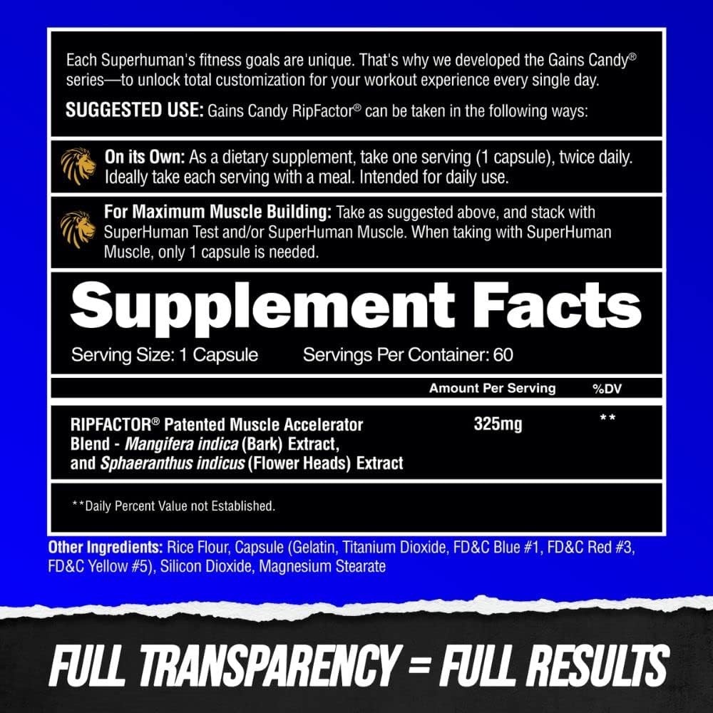 Alpha Lion Gains Candy RipFactor for Muscle Strength & Size 60 Capsules New