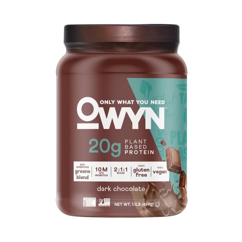 OWYN Dark Chocolate Protein Powder, 1.1lb – 20g Vegan Pea Protein