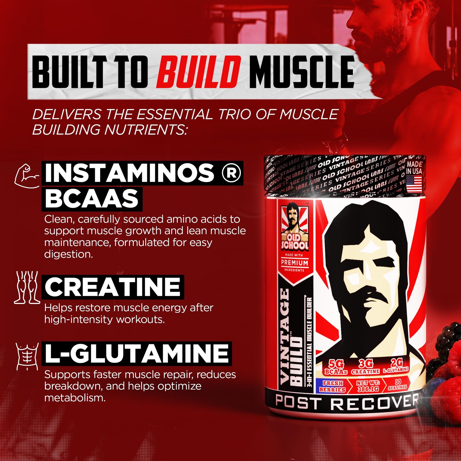 Post-Workout Recovery Powder 30 Servings BCAAs, 3g Creatine – Supports Muscle
