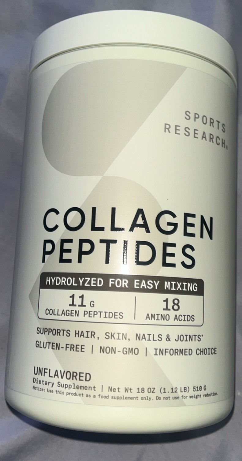 SPORTS RESEARCH HYDROLYZED COLLAGEN PEPTIDES GLUTEN FREE 18 OZ 1.12 LB 510 GRAMS