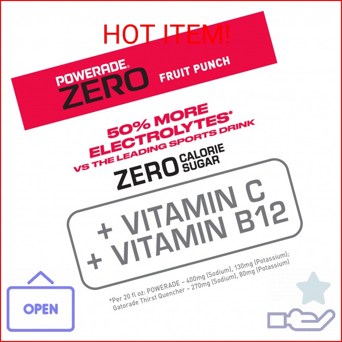 POWERADE ZERO Fruit Punch, 20 fl oz, 8 Pack
