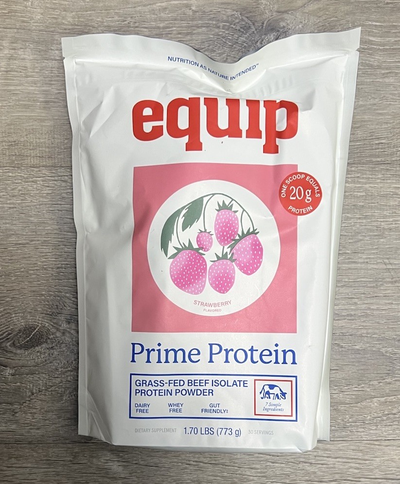 Equip Prime Strawberry Protein Powder Grass Fed Beef Isolate, 30 Servings