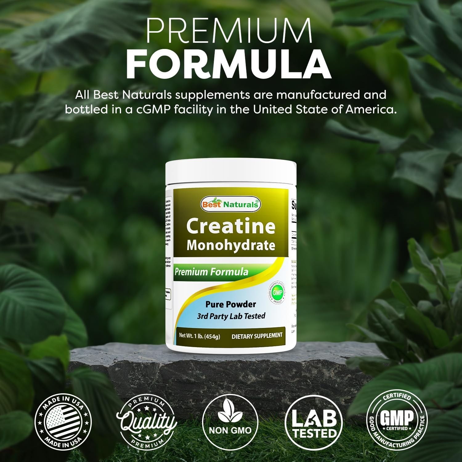 Pure Creatine Monohydrate Powder 1 lb – Muscle Gain, Energy Boost, Workout Suppl